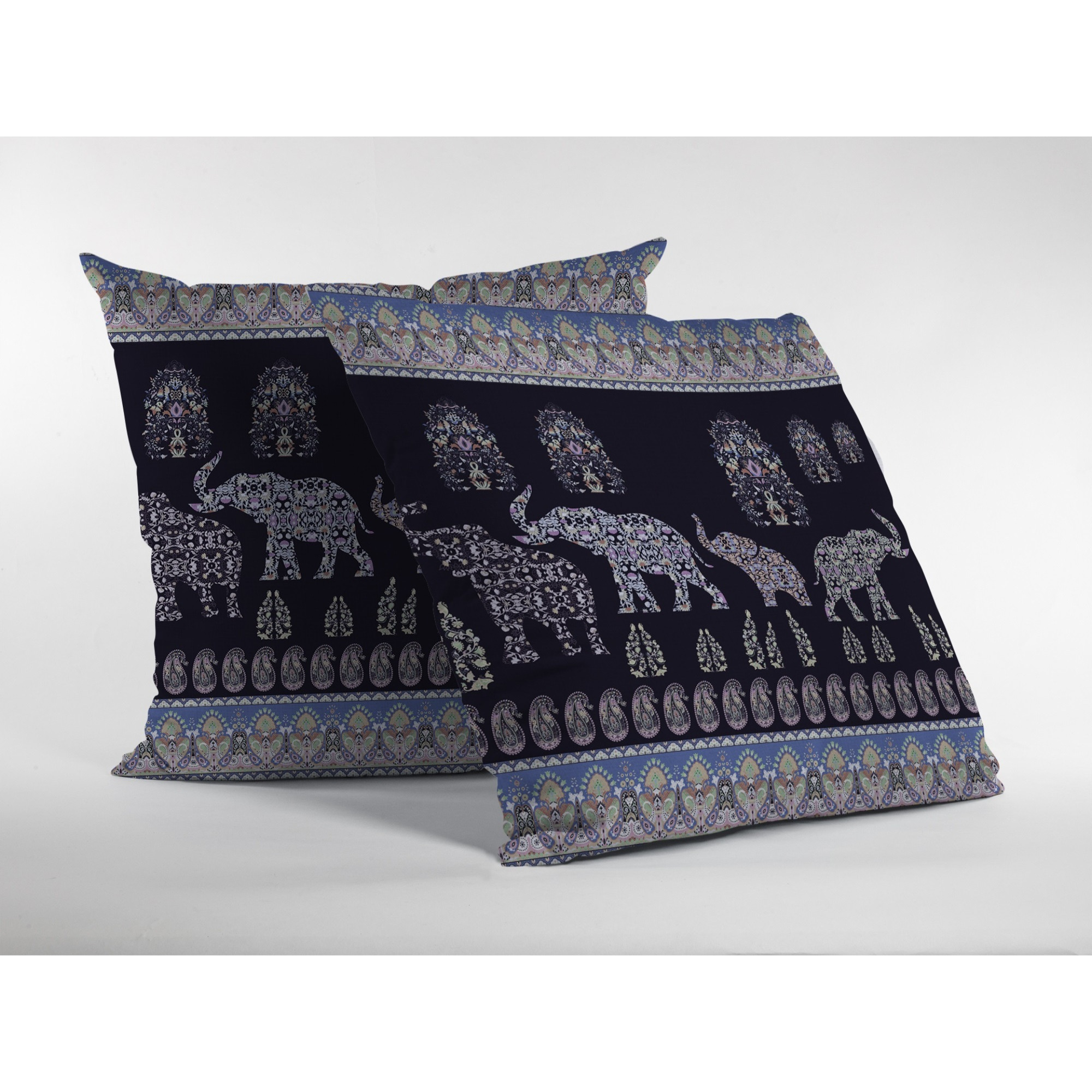 Paisley Elephant Suede Blown and Closed Pillow Dark Purple