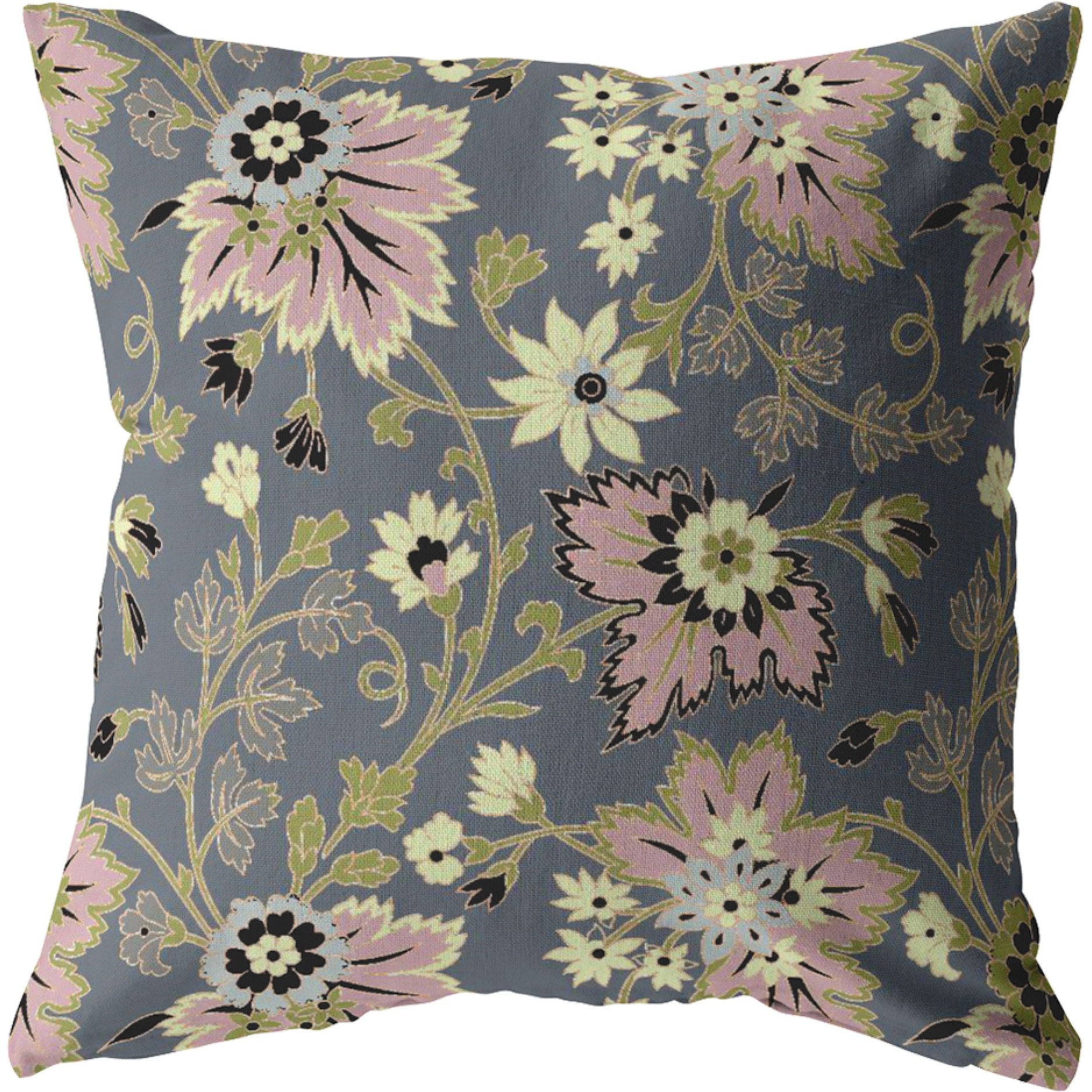 Friendly Flowers Suede Blown and Closed Pillow Muted Pink and Gray