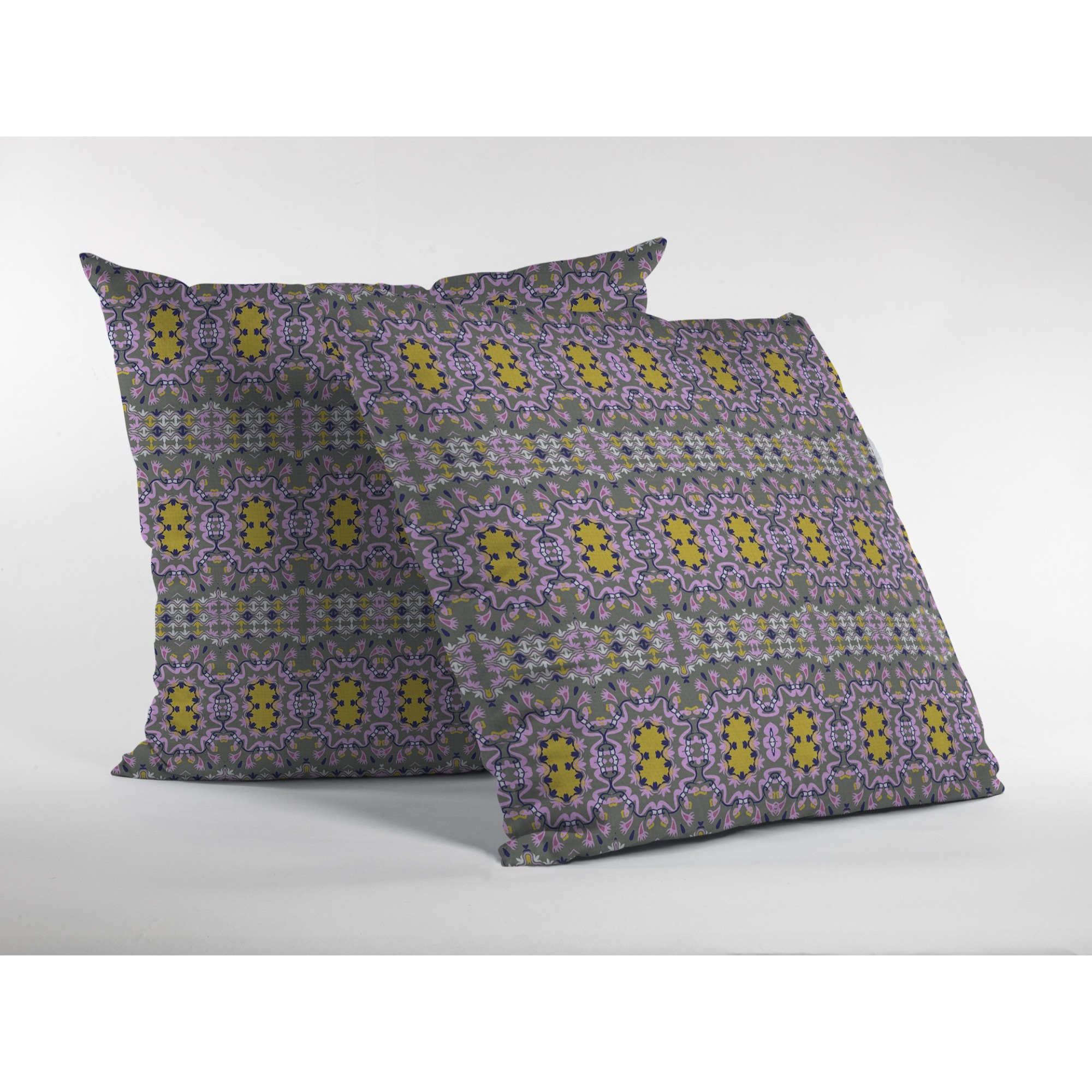 Geo Flowers Suede Blown and Closed Pillow Purple
