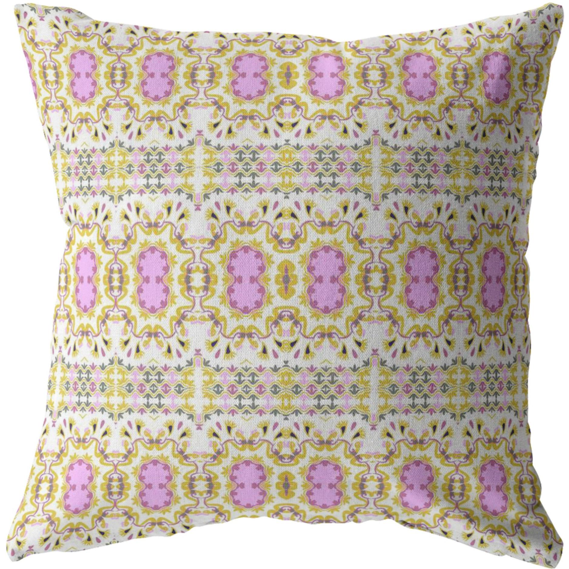 Geo Flowers Suede Blown and Closed Pillow Yellow