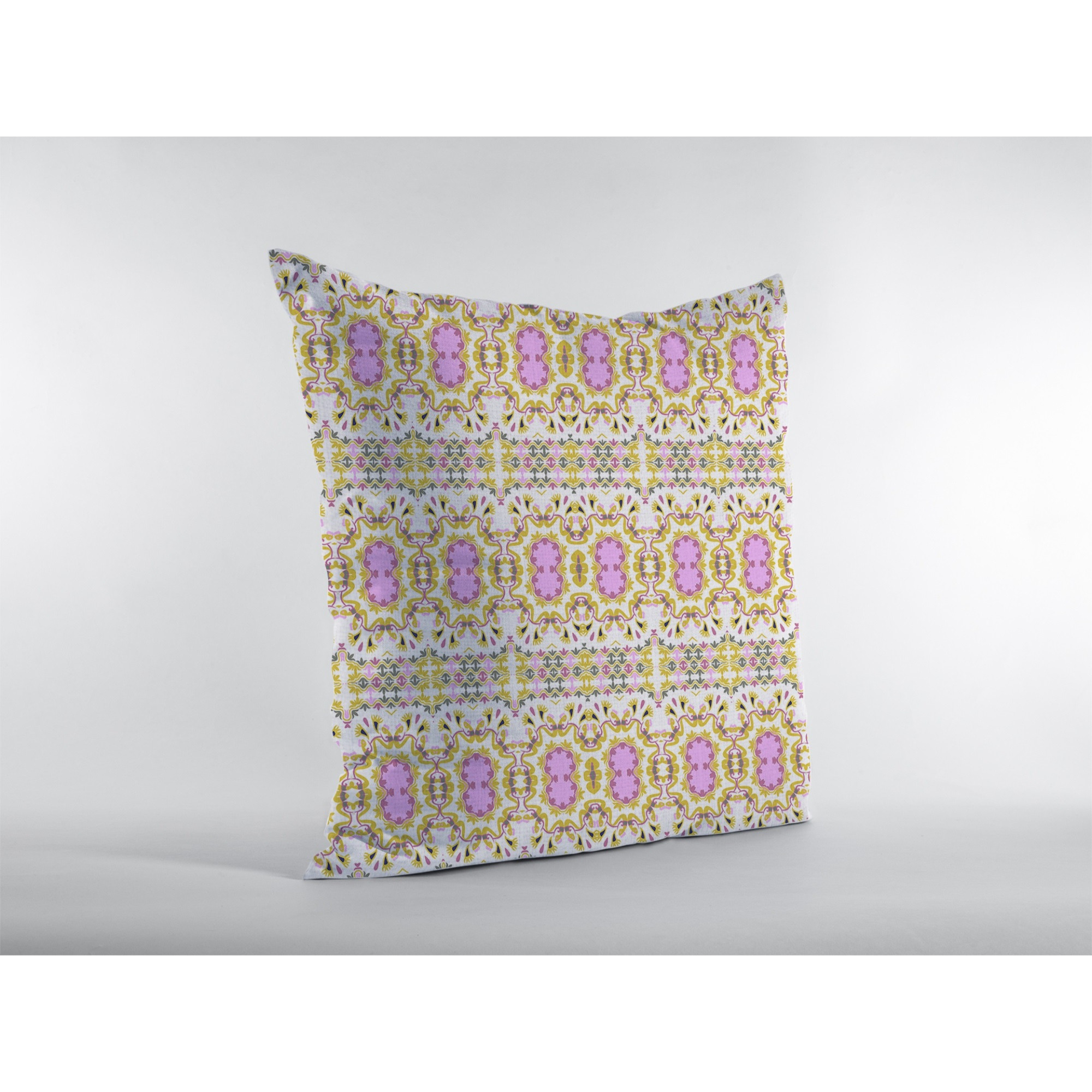 Geo Flowers Suede Blown and Closed Pillow Yellow