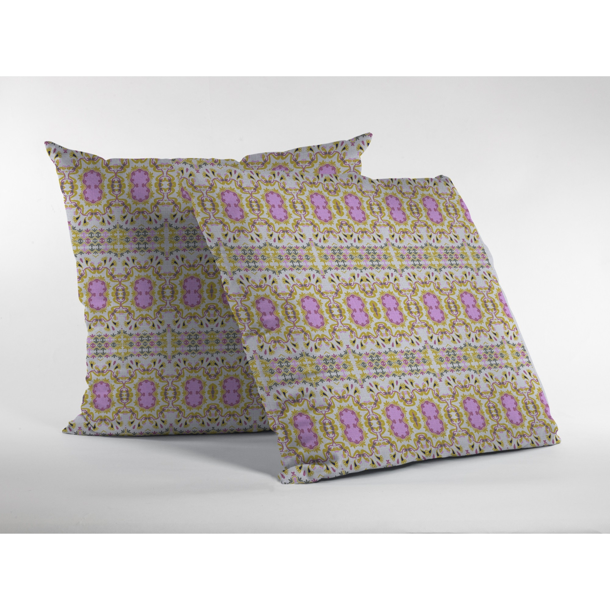 Geo Flowers Suede Blown and Closed Pillow Yellow