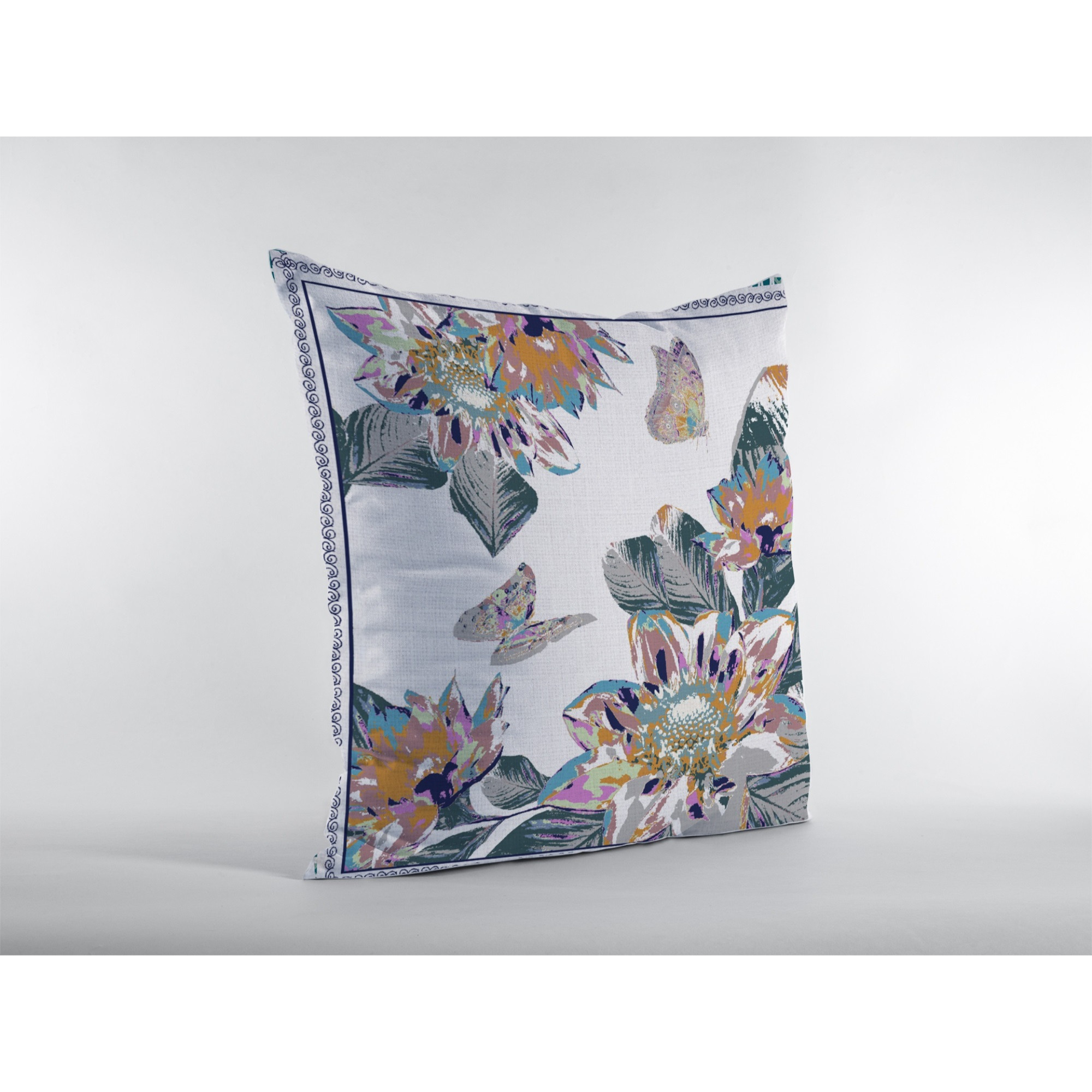 Honey Butterfly Suede Blown and Closed Pillow Pink on White