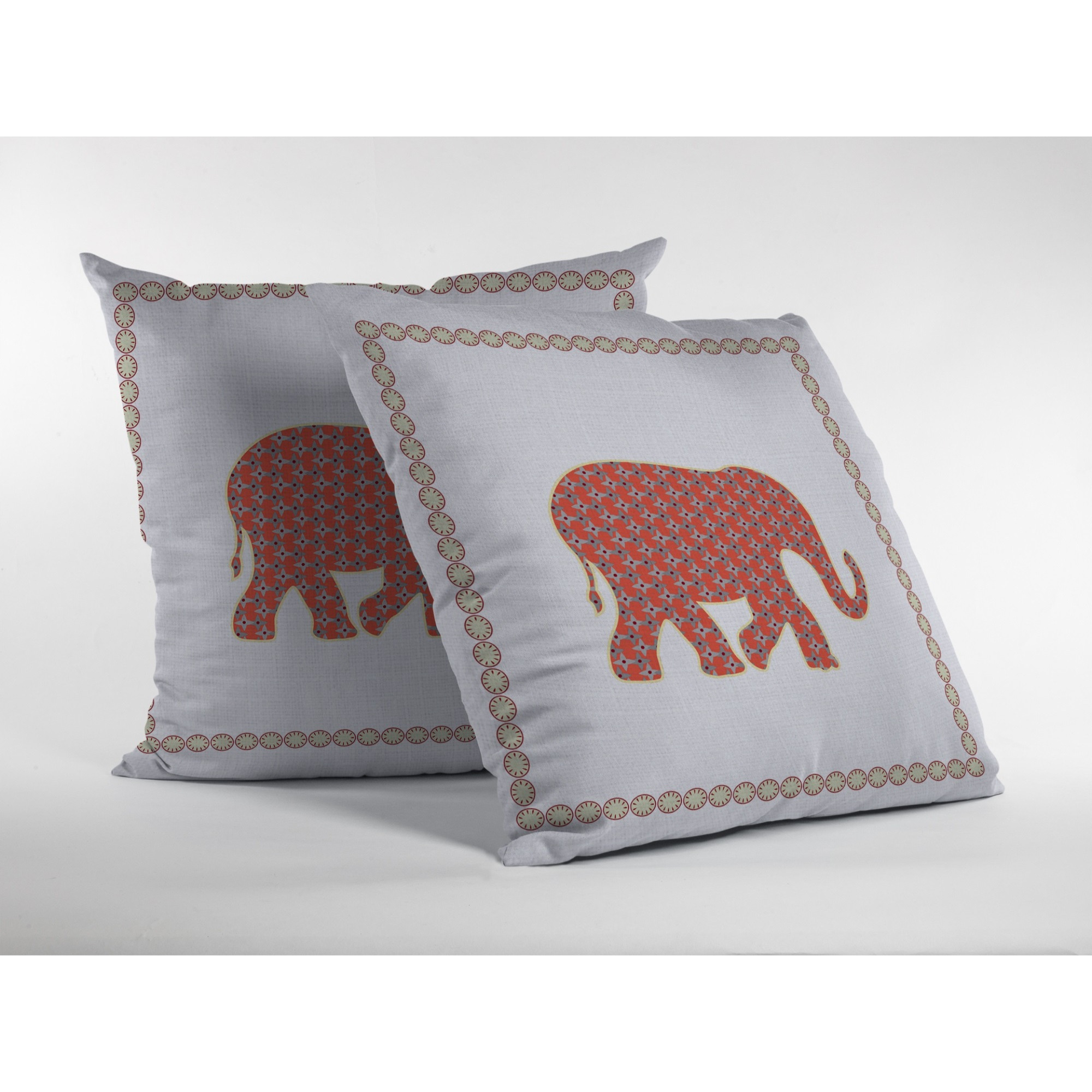 Light Elephant Suede Blown and Closed Pillow Orange on Cream