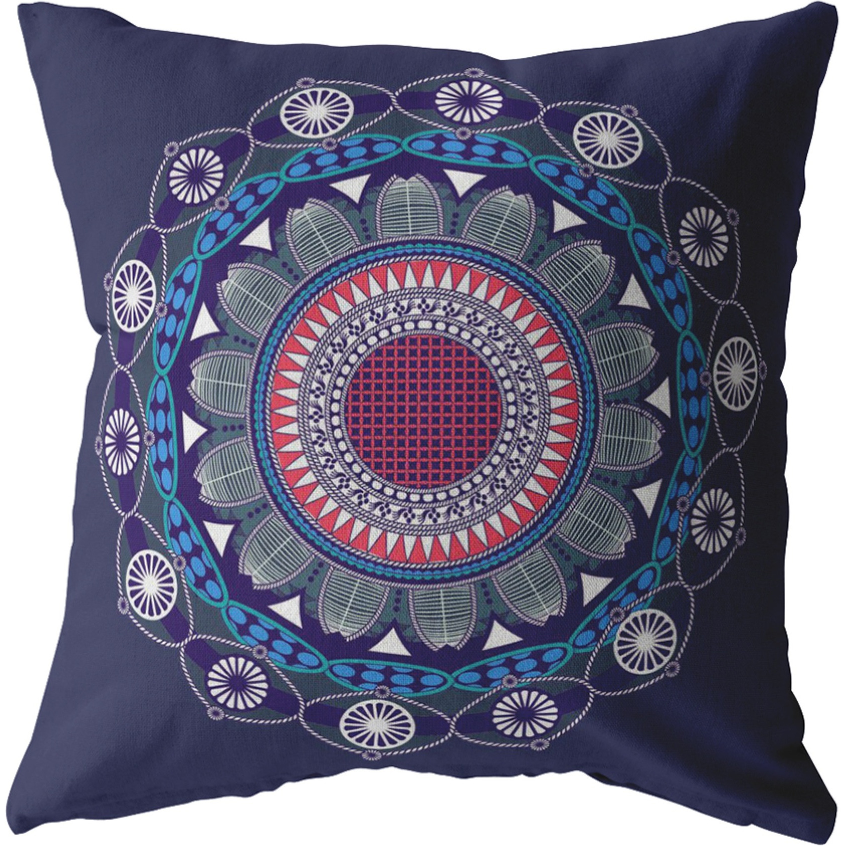 Net Mandala Suede Blown and Closed Pillow Navy
