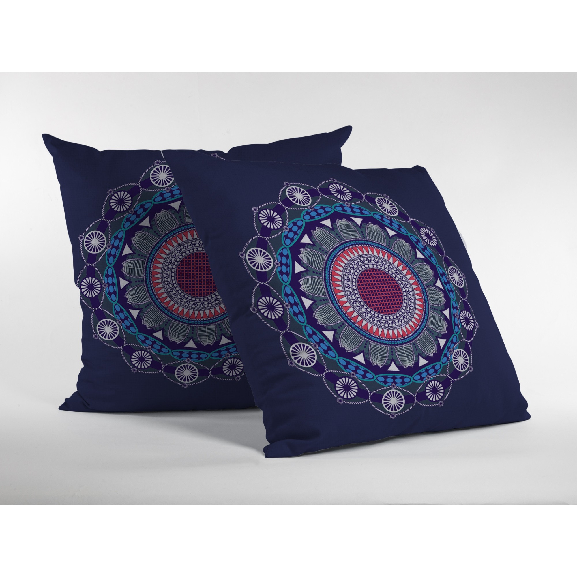 Net Mandala Suede Blown and Closed Pillow Navy