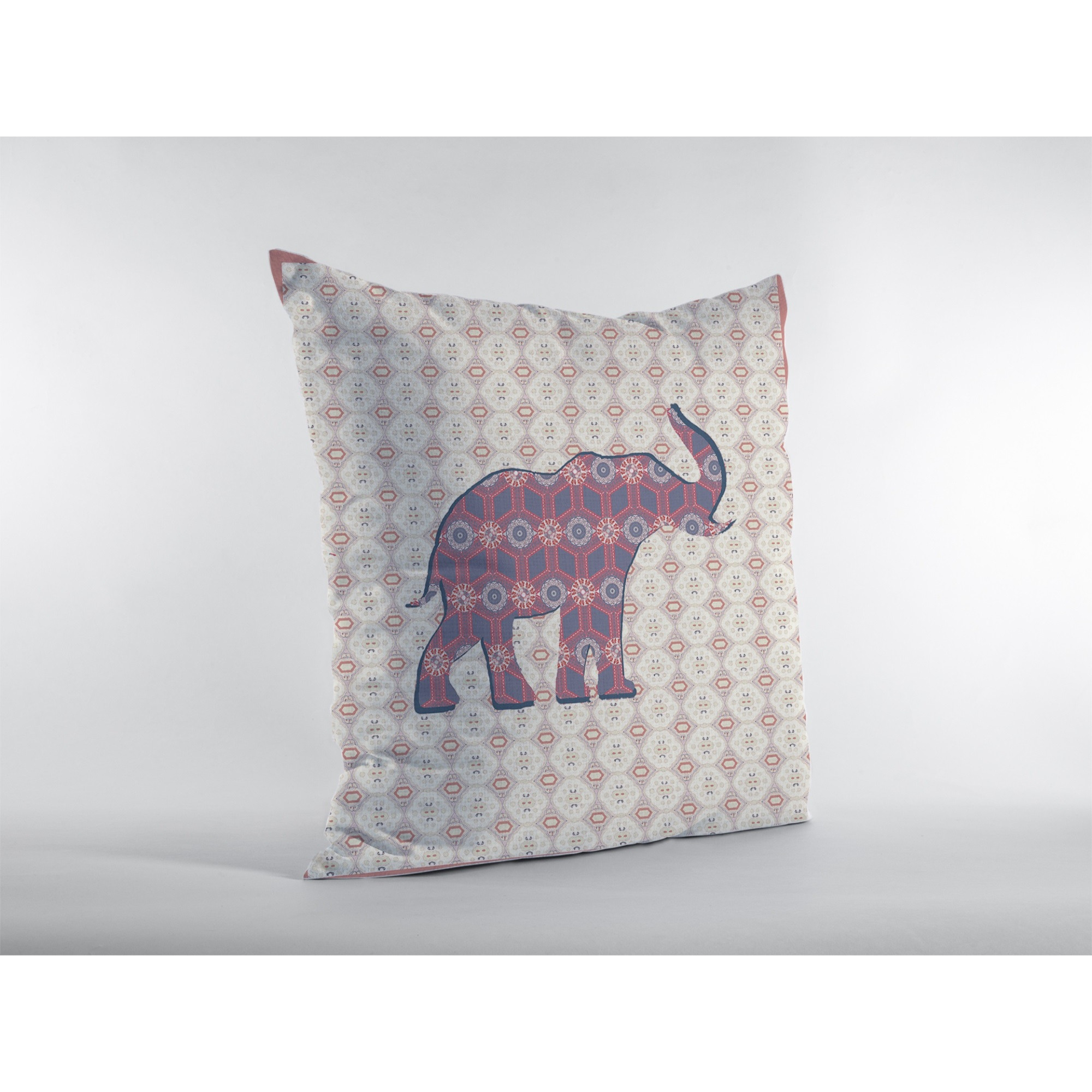 Elephant Silhouette Suede Blown and Closed Pillow Magenta