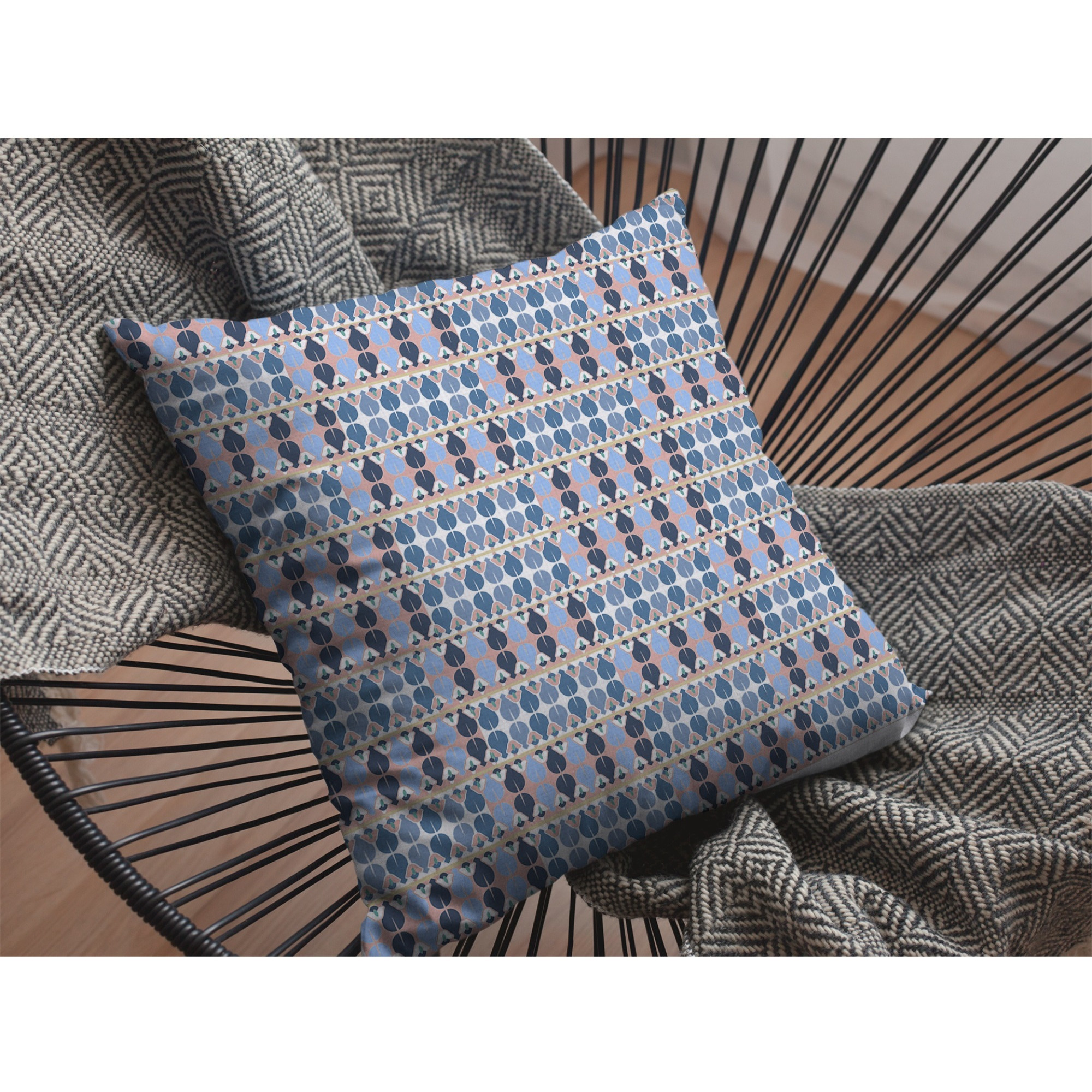 Spades Suede Blown and Closed Pillow Light Blue and Gray