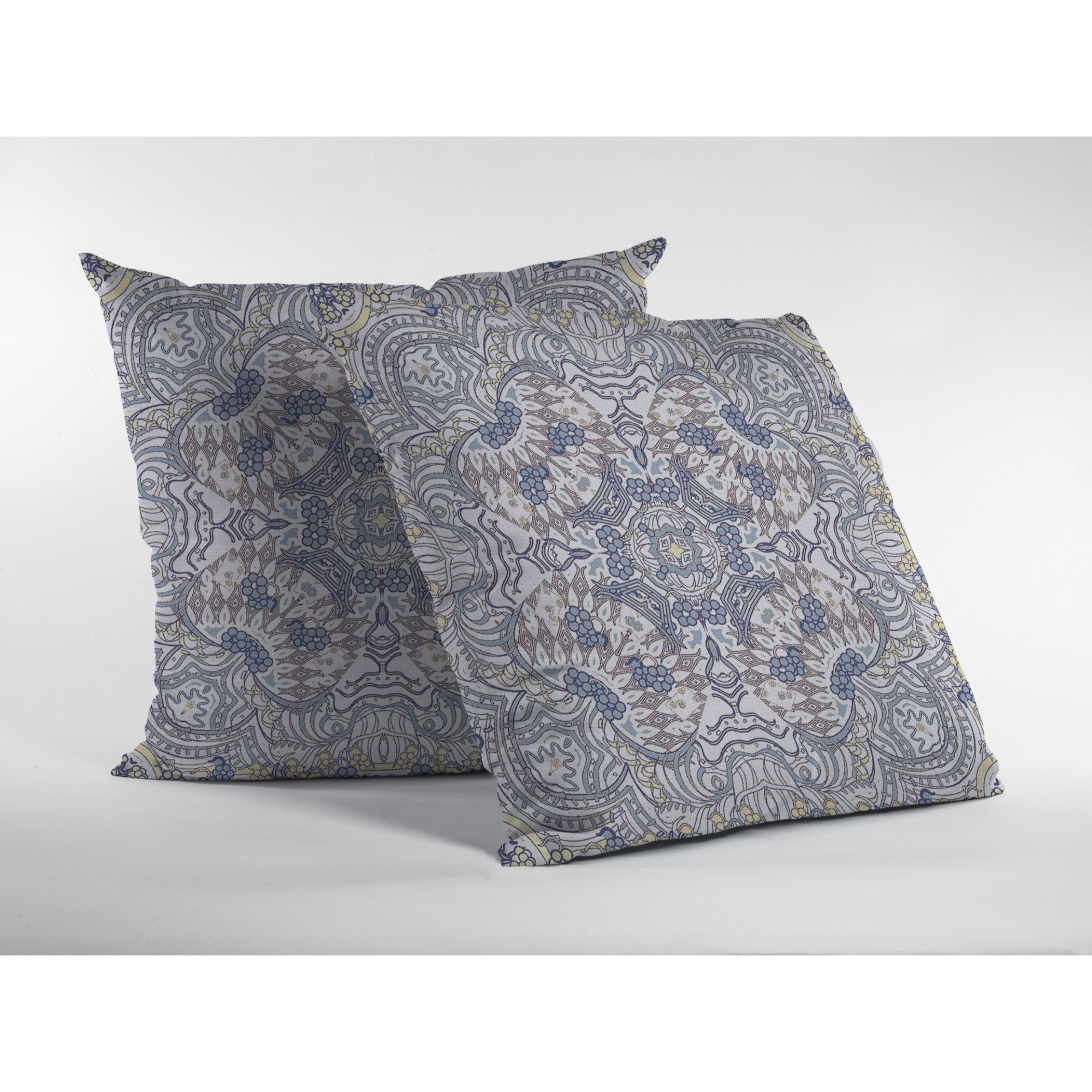 Tree of Life Suede Blown and Closed Pillow Yellow and Gray
