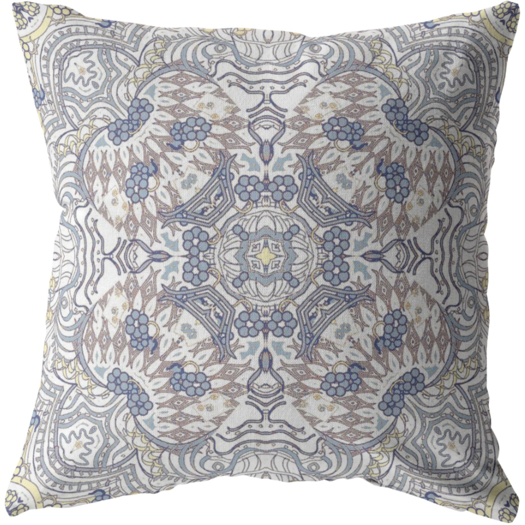 Tree of Life Suede Blown and Closed Pillow Yellow and Gray