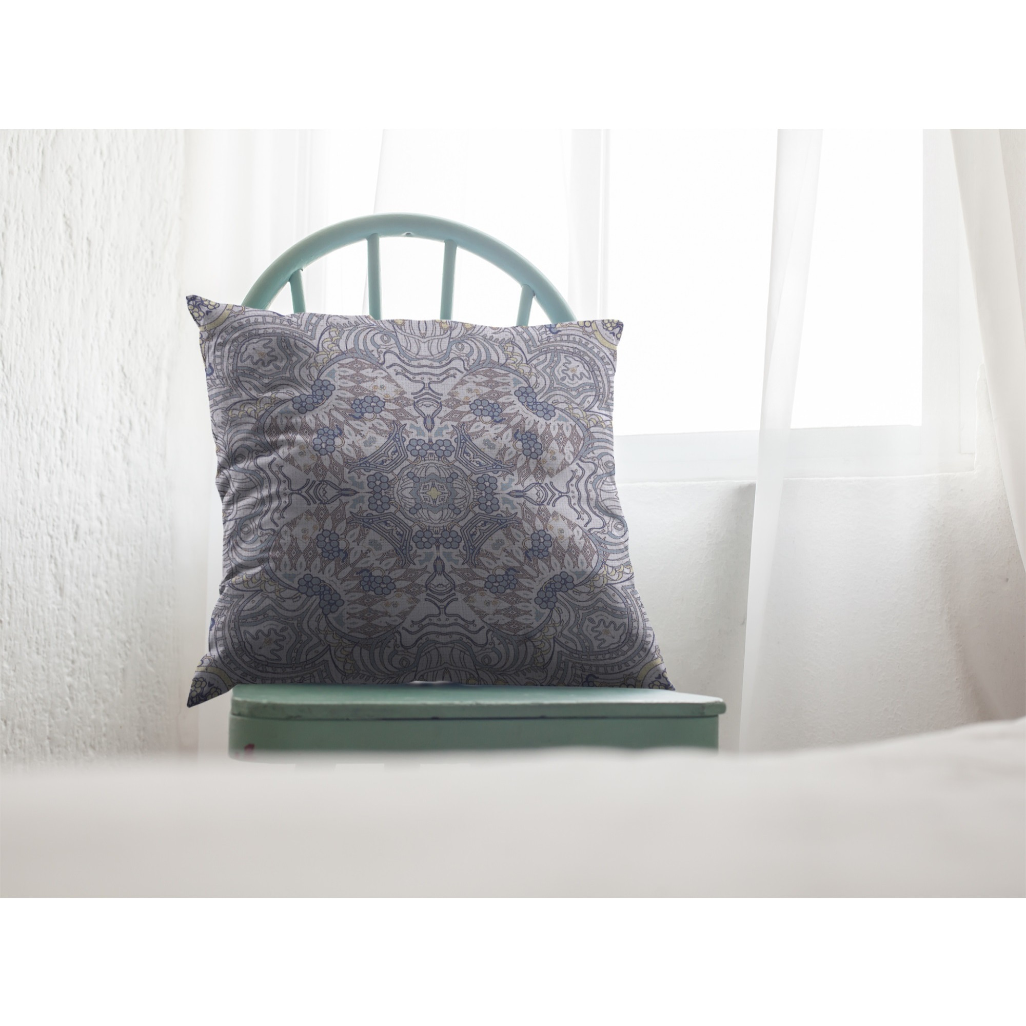 Tree of Life Suede Blown and Closed Pillow Yellow and Gray