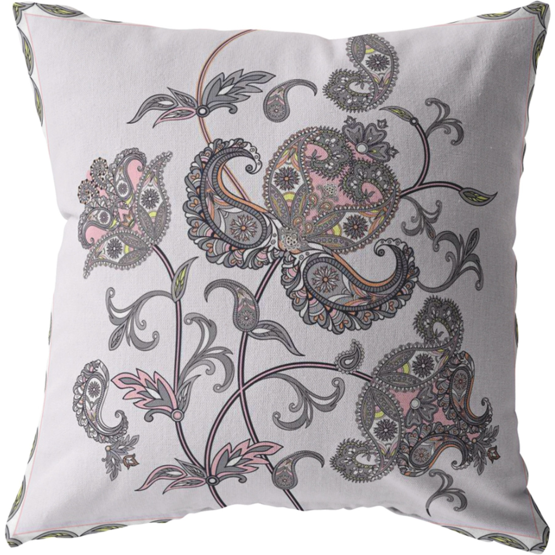 Henna Wildflower Suede Blown and Closed Pillow Gray on White