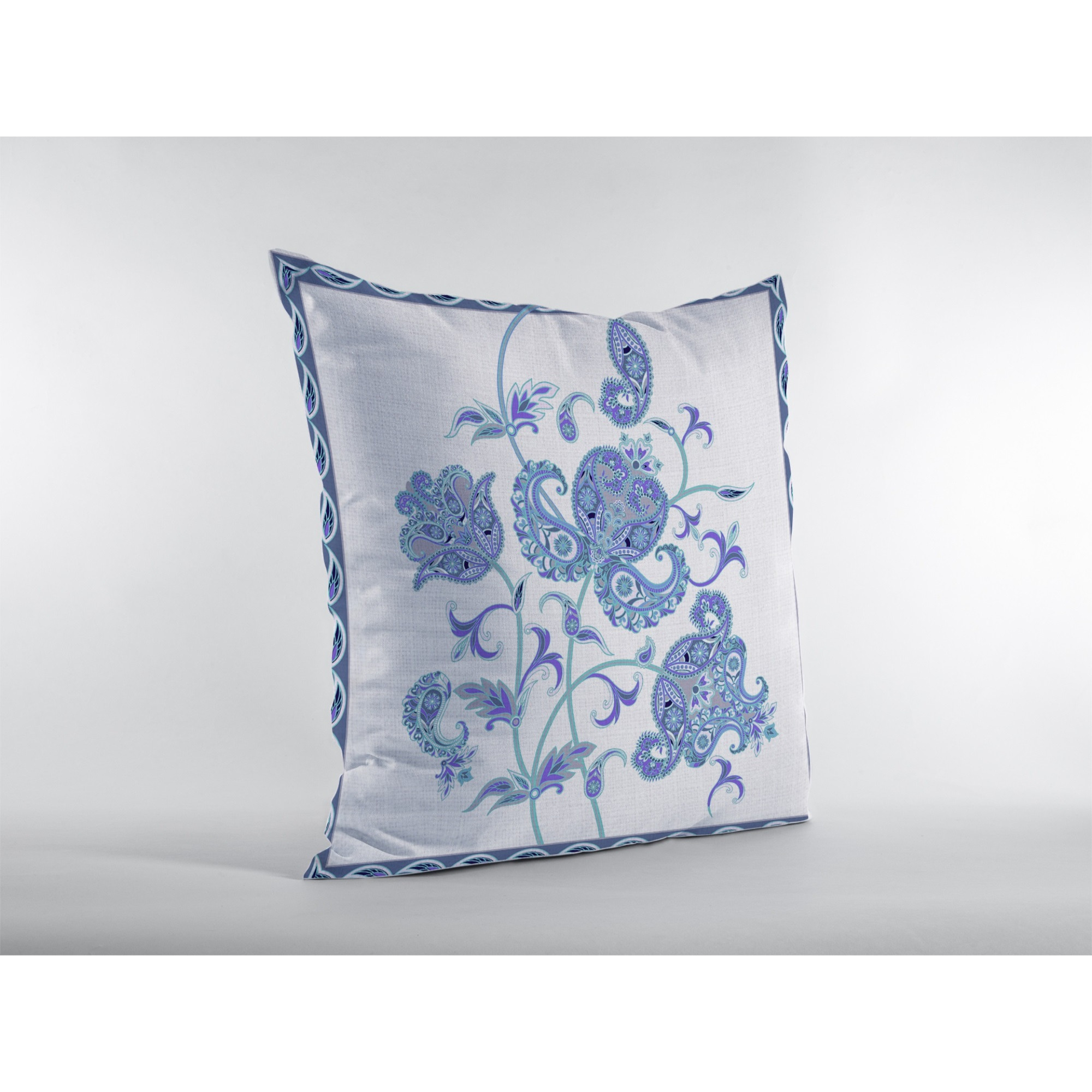 Henna Wildflower Suede Blown and Closed Pillow Light Blue