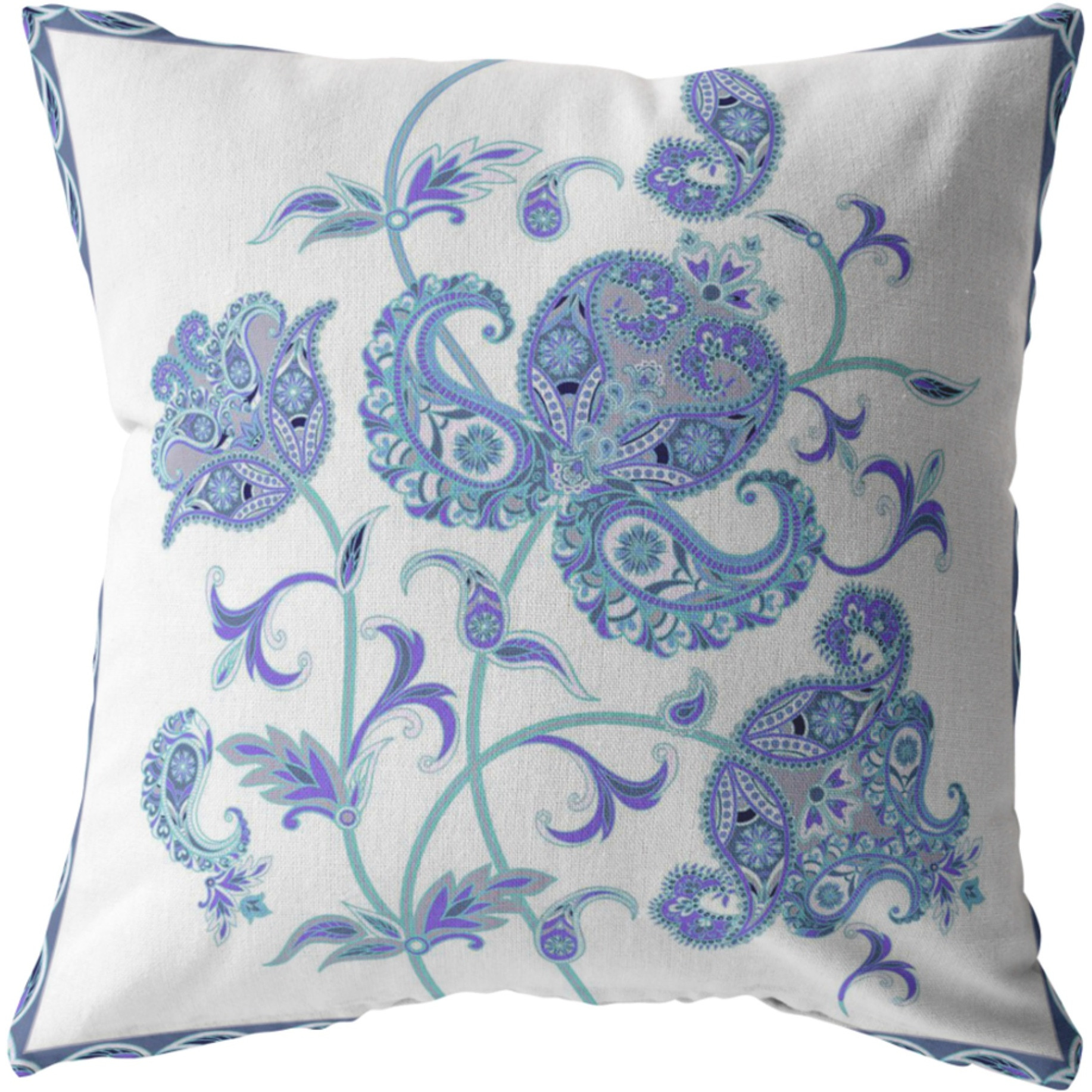 Henna Wildflower Suede Blown and Closed Pillow Light Blue
