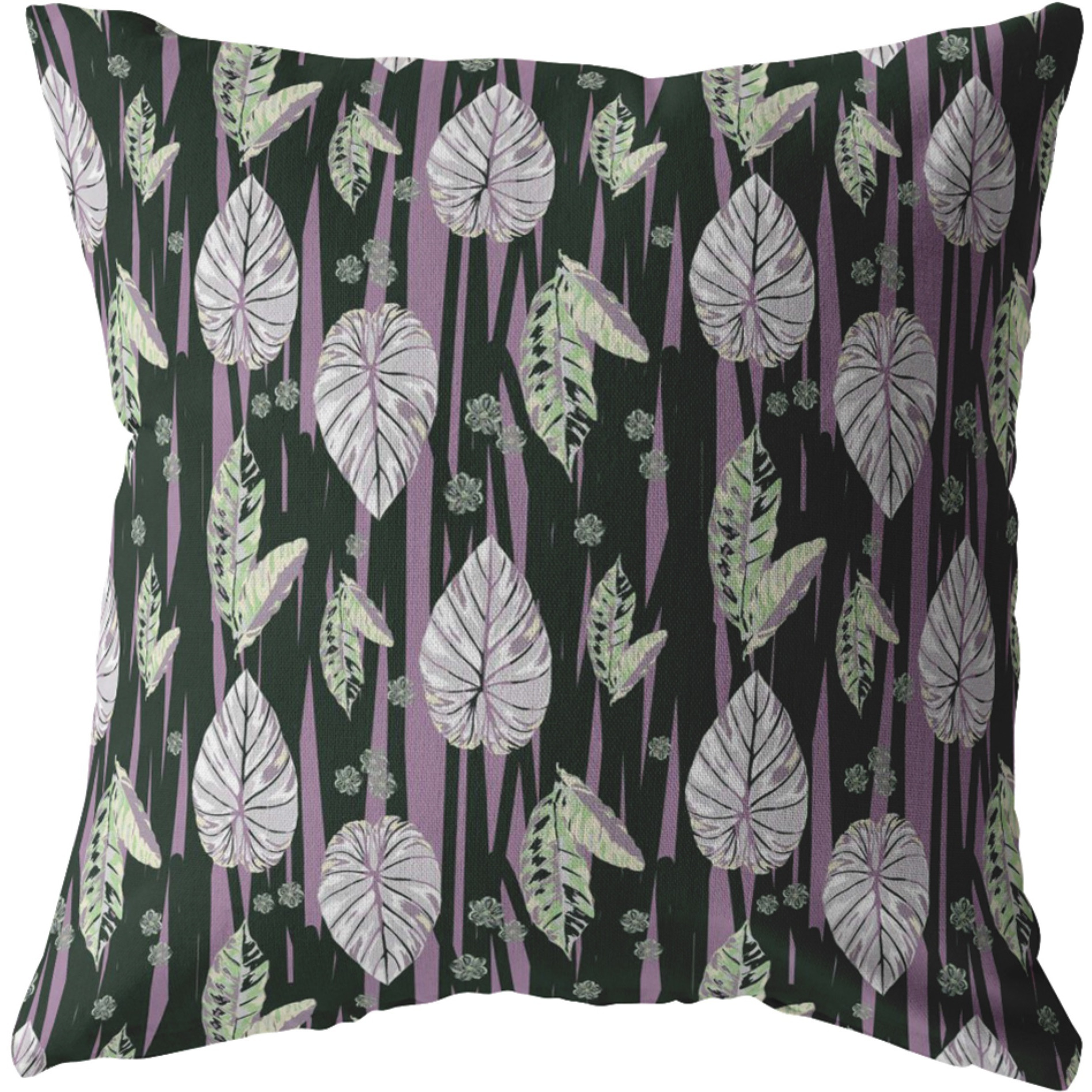 Tropics Suede Blown and Closed Pillow Purple and Dark Green