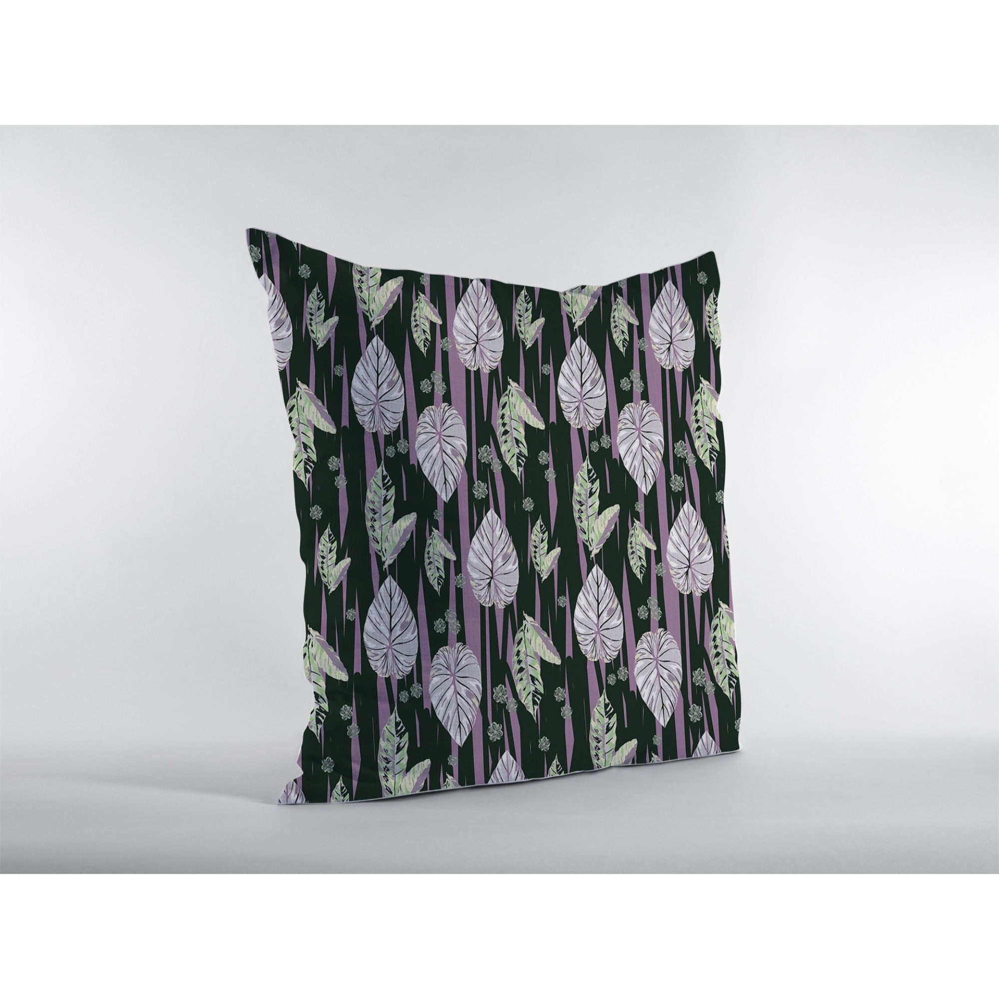 Tropics Suede Blown and Closed Pillow Purple and Dark Green
