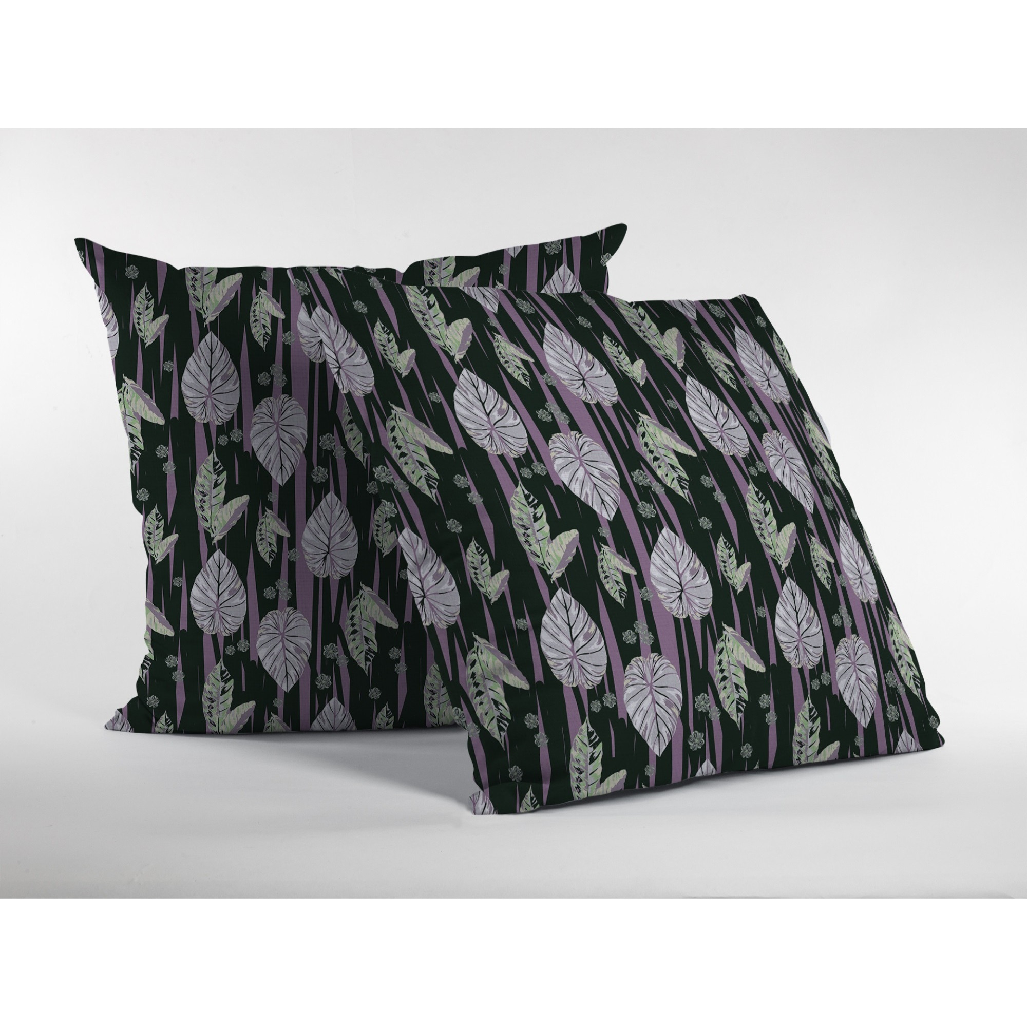 Tropics Suede Blown and Closed Pillow Purple and Dark Green