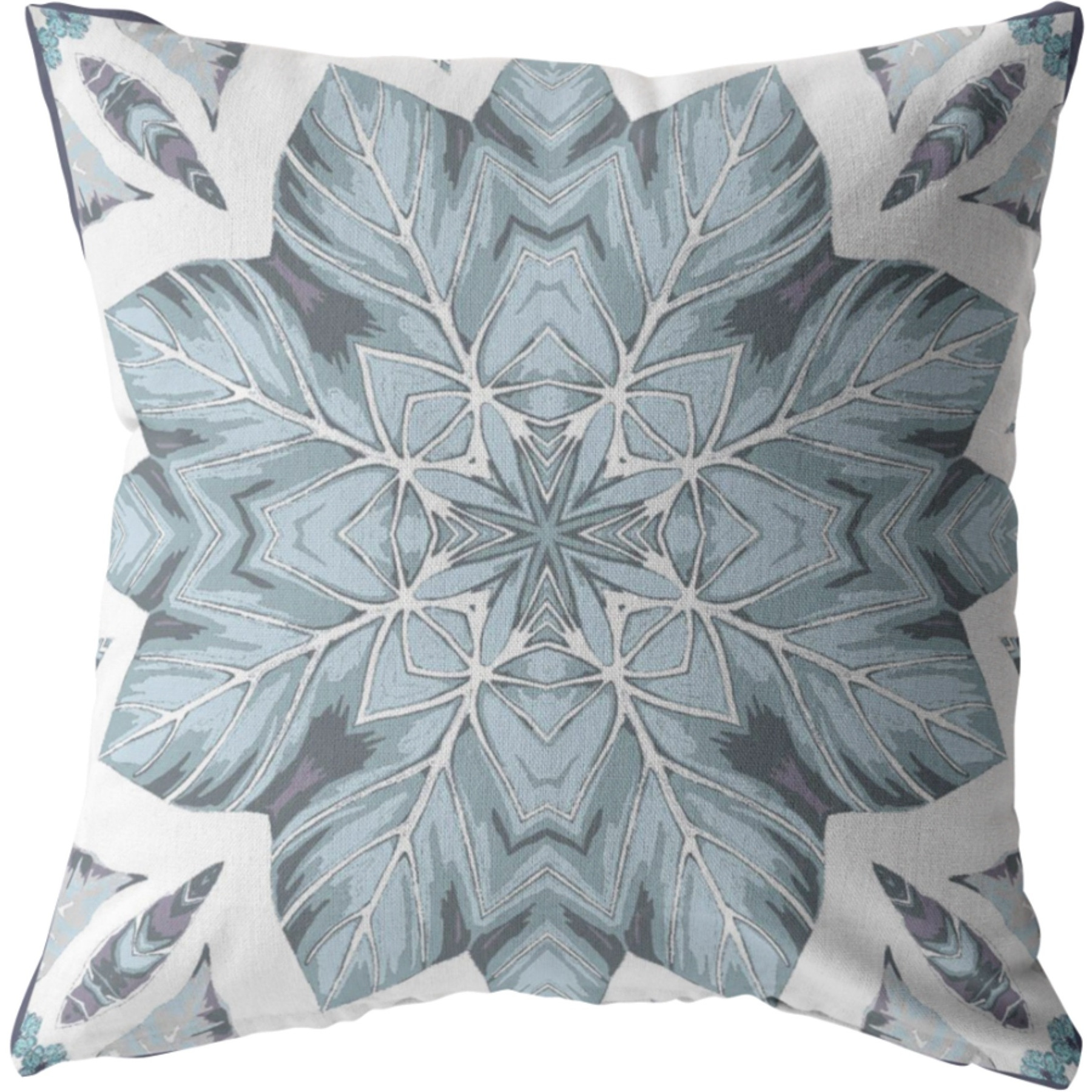 Space Forest Suede Blown and Closed Pillow Blue
