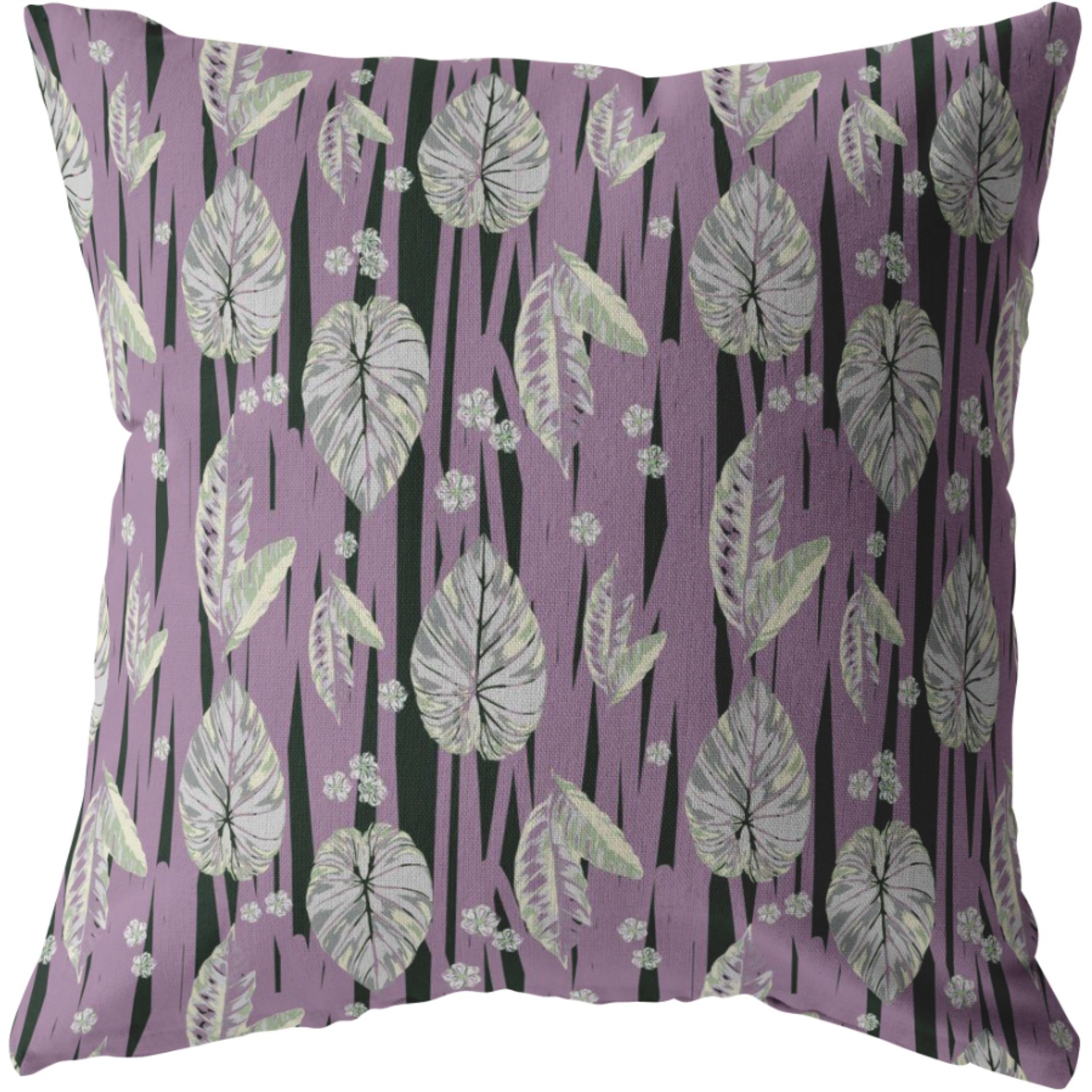 Tropics Falling Suede Blown and Closed Pillow Pink and White