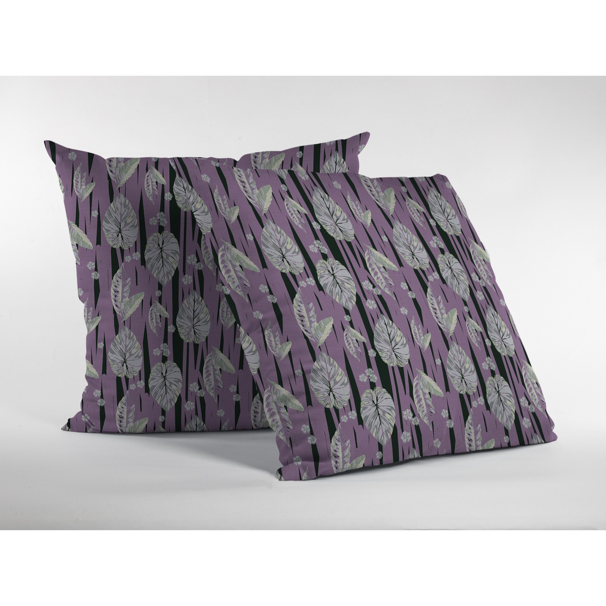 Tropics Falling Suede Blown and Closed Pillow Pink and White