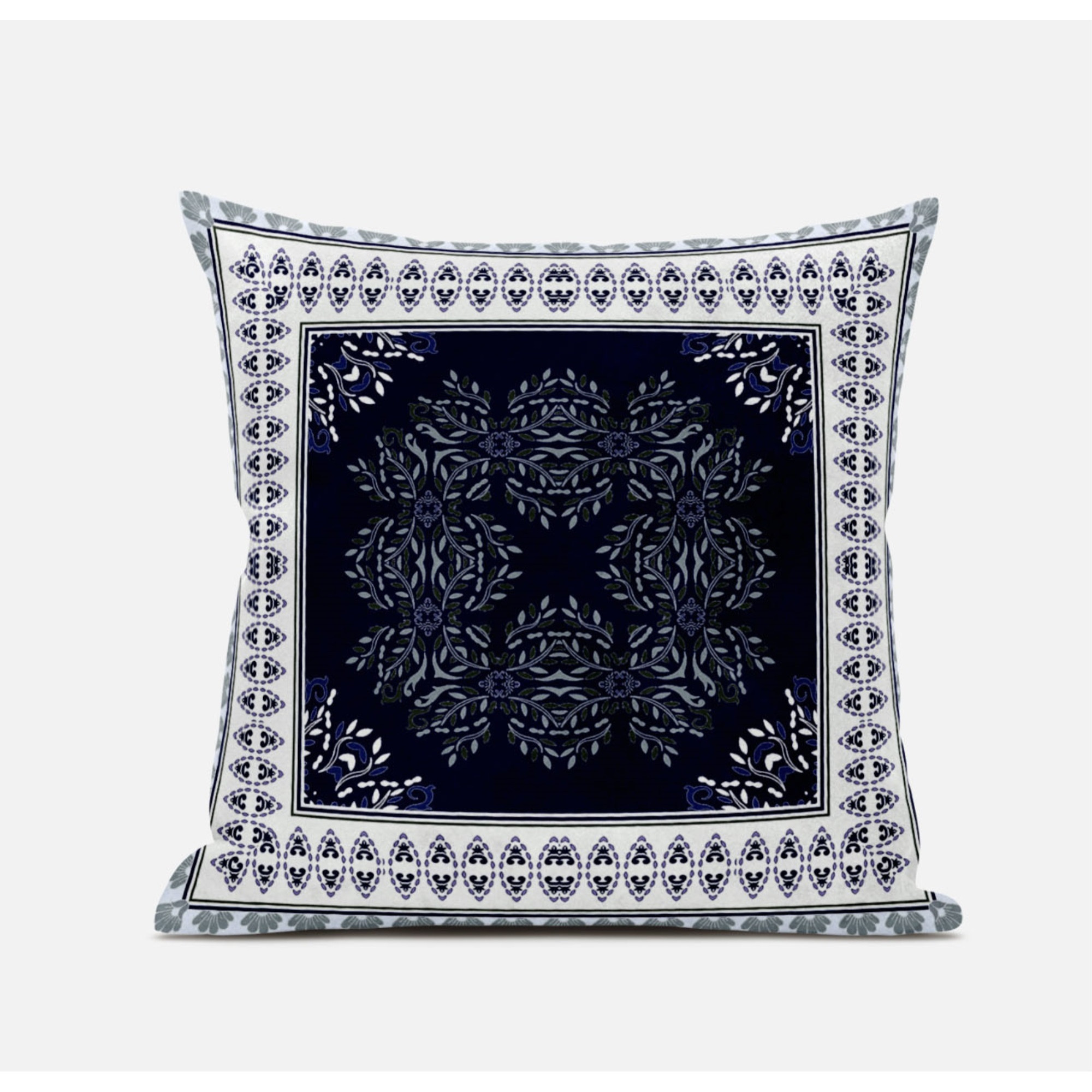 Window Wreath Palace Suede Zippered Pillow with Insert in Light Green Blue