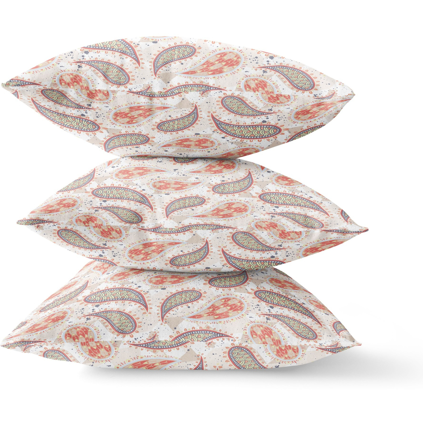Paisley on Abstract Broadcloth Indoor Outdoor Blown and Closed Pillow by Amrita Sen in Red Gold Beige