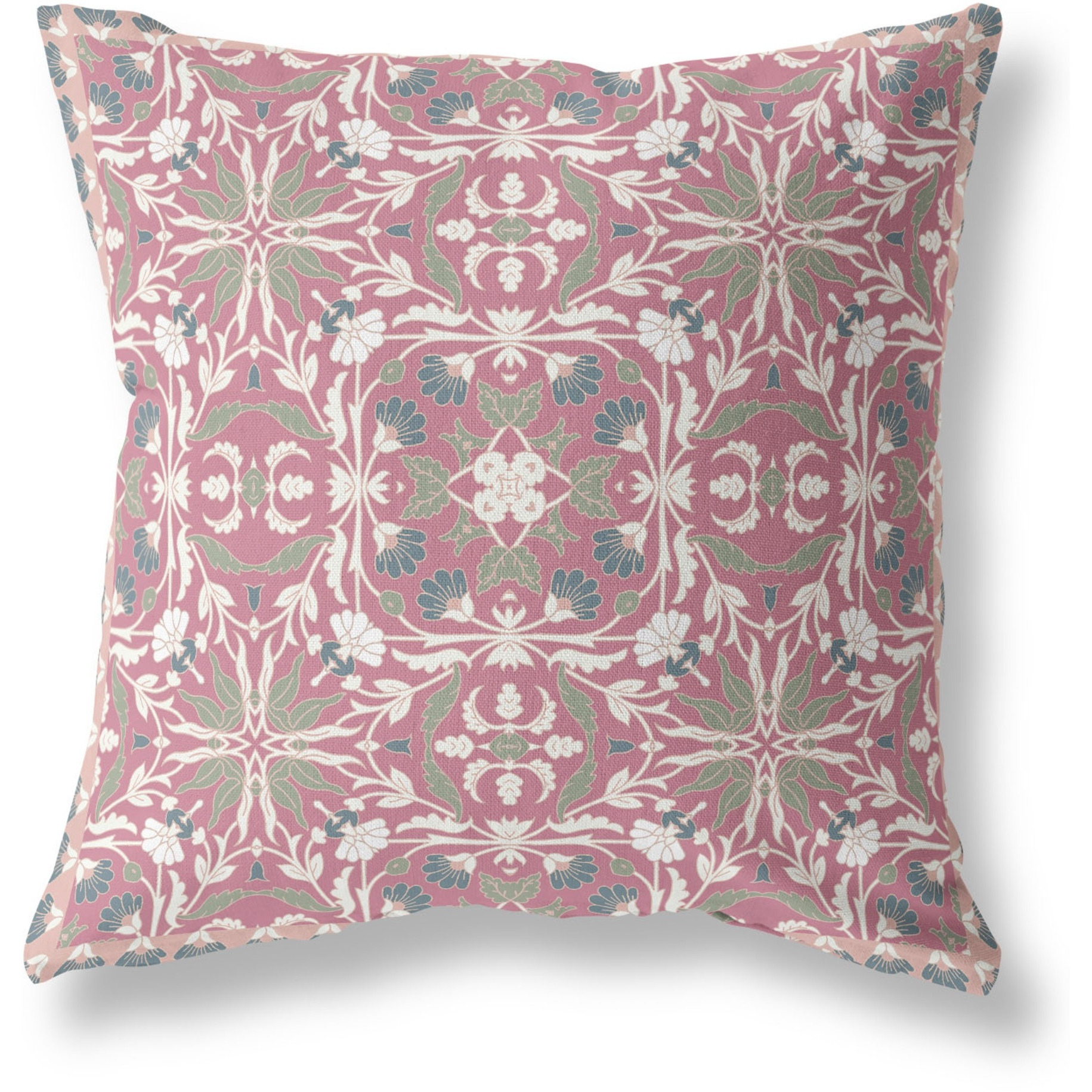 Jahan Paisley Broadcloth Indoor Outdoor Blown and Closed Pillow by Amrita Sen in Muted Magenta Cream
