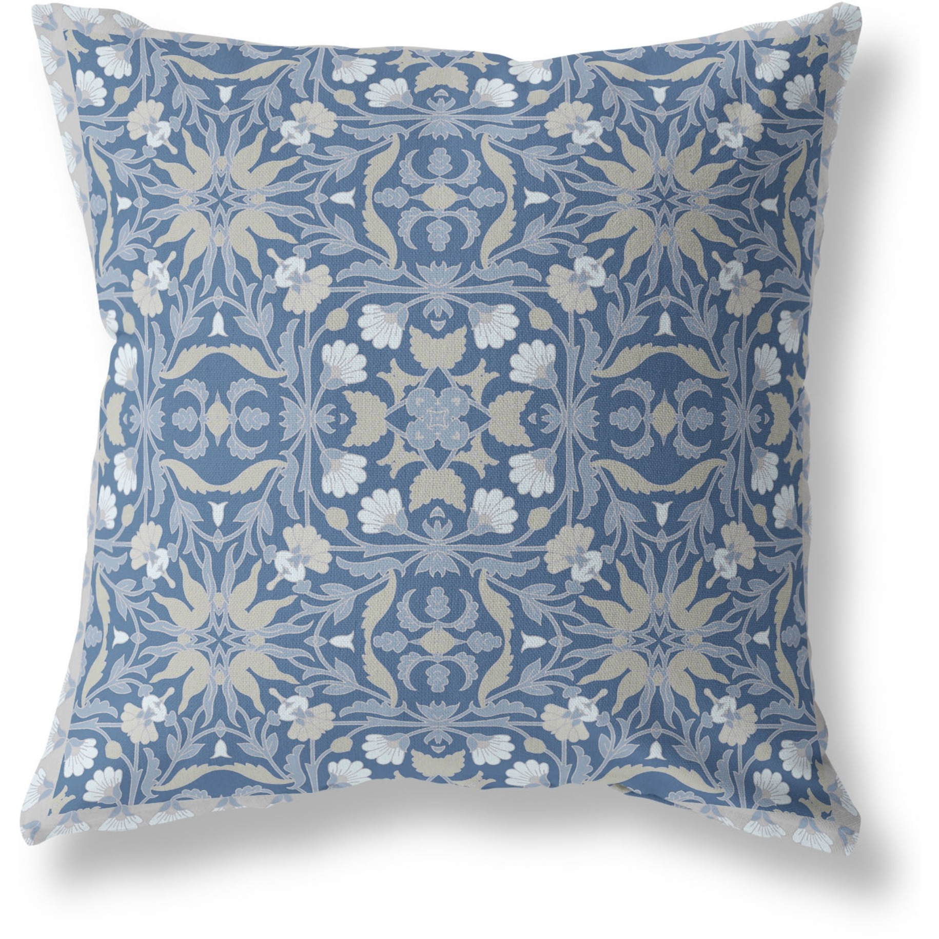 Jahan Paisley Broadcloth Indoor Outdoor Blown and Closed Pillow by Amrita Sen in Blue Gray