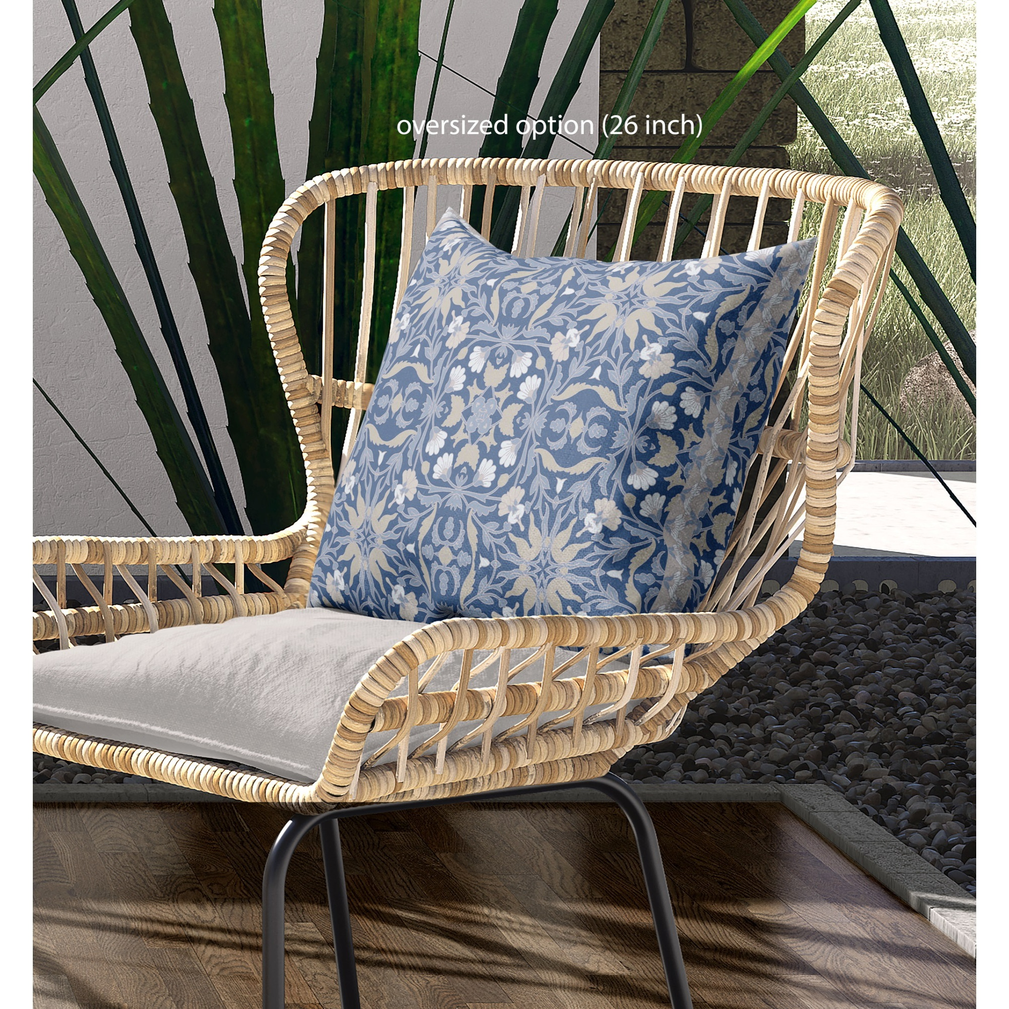 Jahan Paisley Broadcloth Indoor Outdoor Blown and Closed Pillow by Amrita Sen in Blue Gray