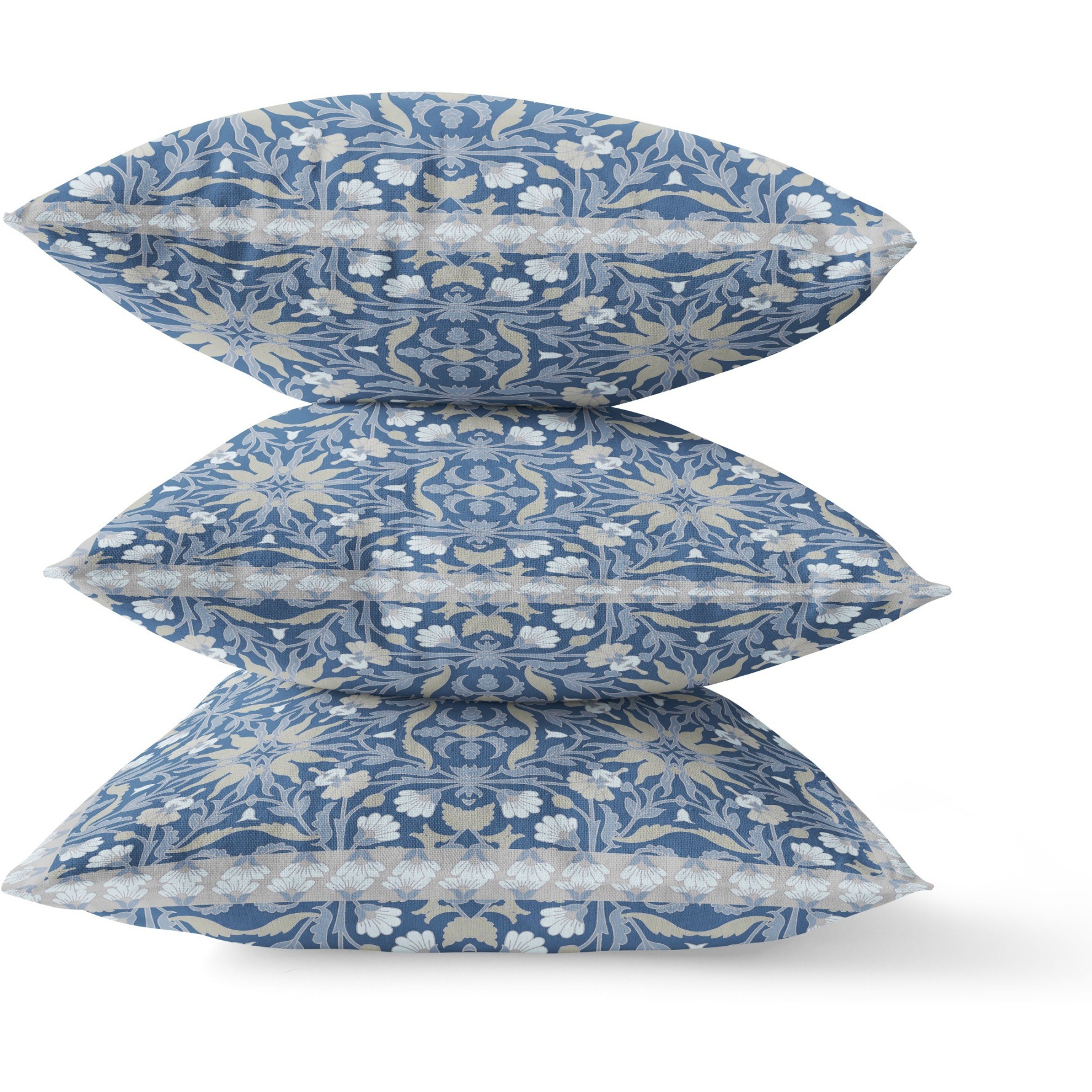 Jahan Paisley Broadcloth Indoor Outdoor Blown and Closed Pillow by Amrita Sen in Blue Gray