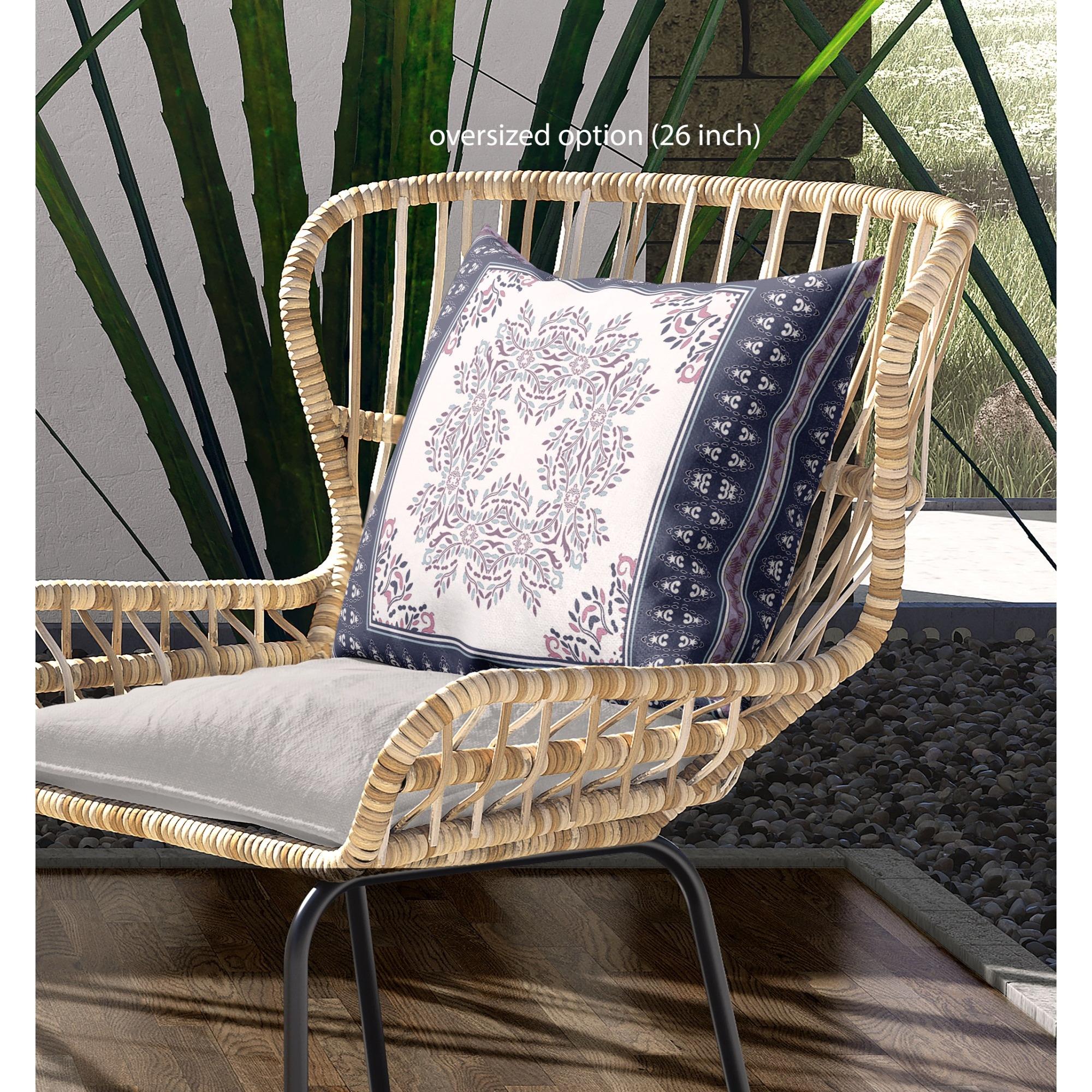 Window Wreath Palace Broadcloth Indoor Outdoor Blown and Closed Pillow by Amrita Sen in White Indigo Purple