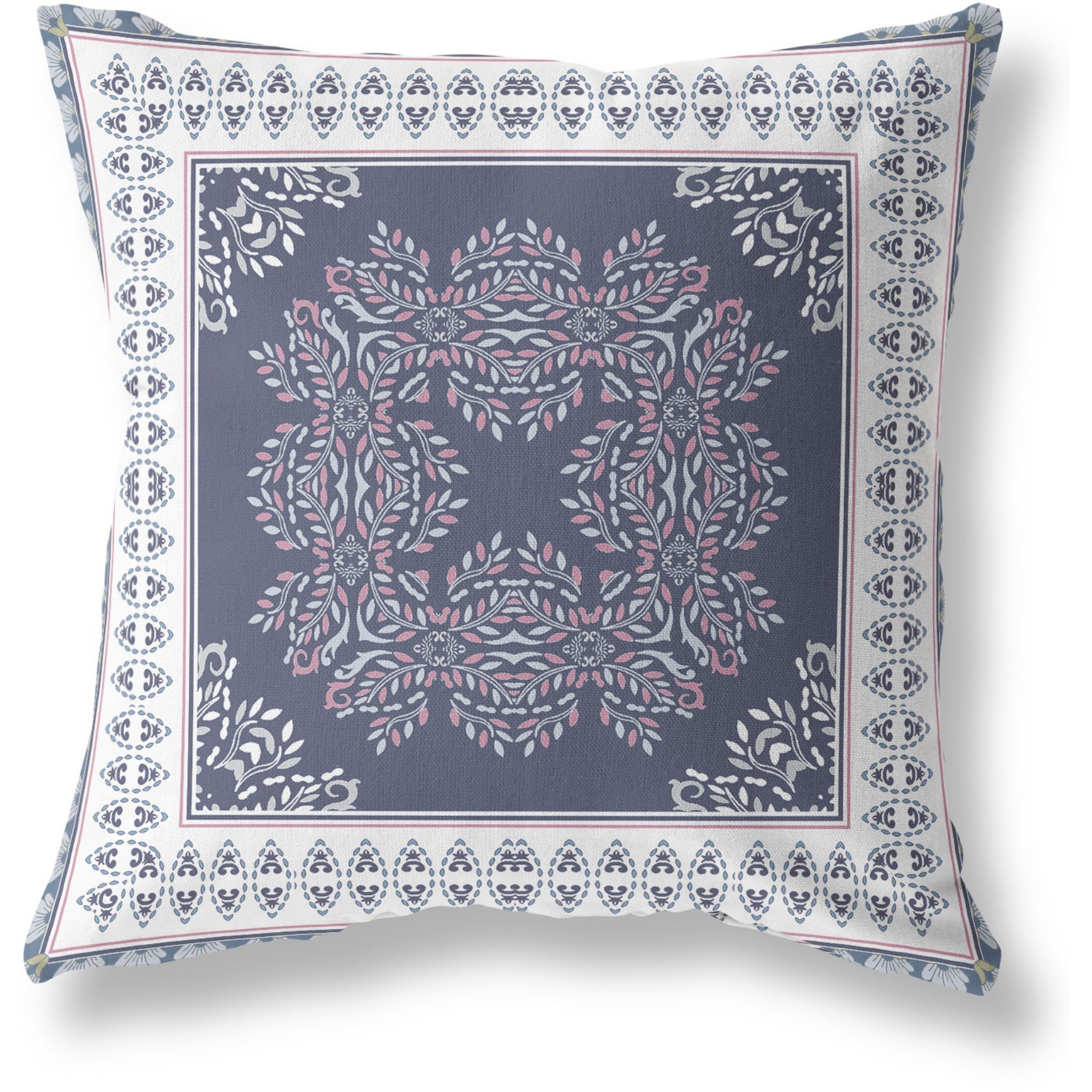 Window Wreath Palace Broadcloth Indoor Outdoor Blown and Closed Pillow by Amrita Sen in Dark Purple White
