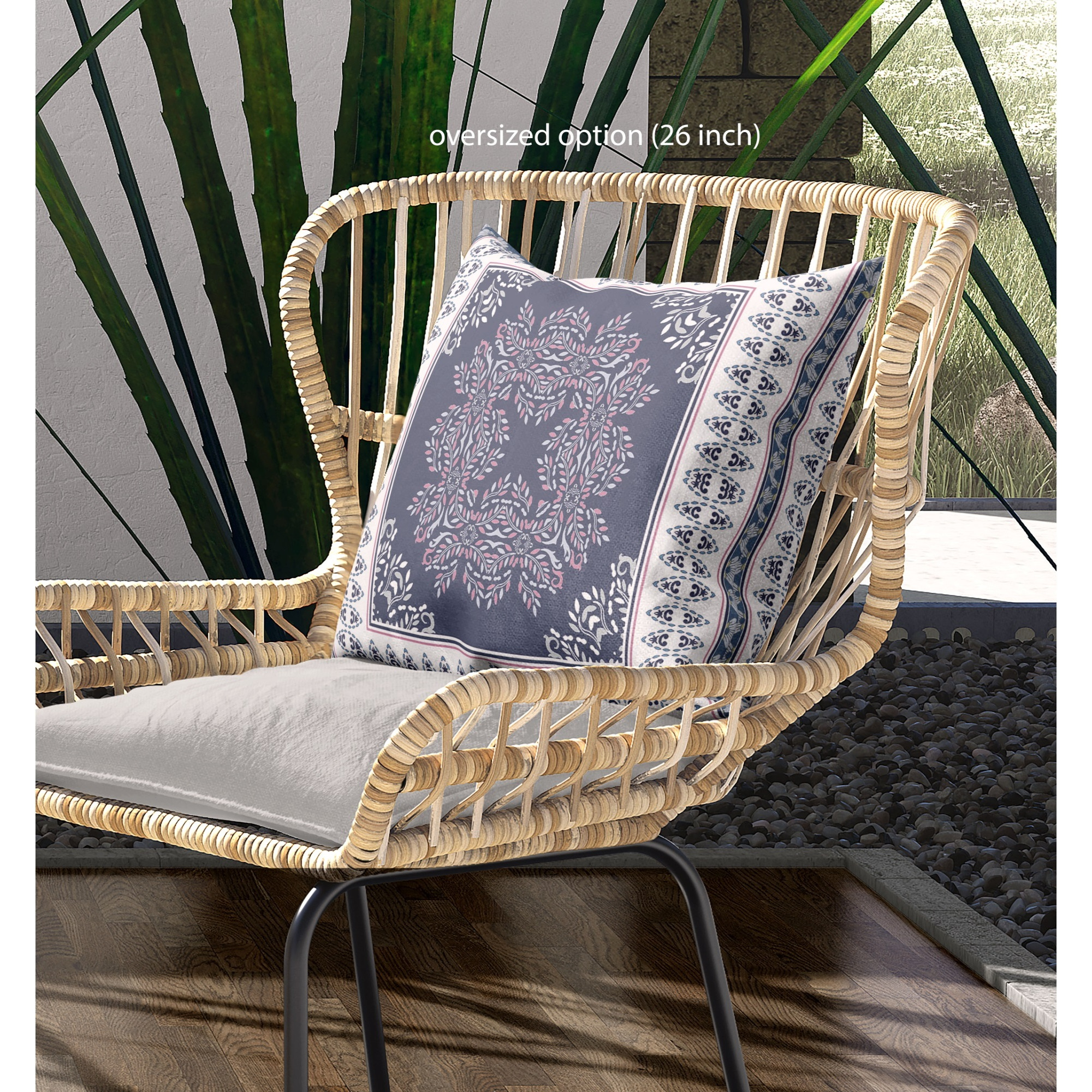 Window Wreath Palace Broadcloth Indoor Outdoor Blown and Closed Pillow by Amrita Sen in Dark Purple White