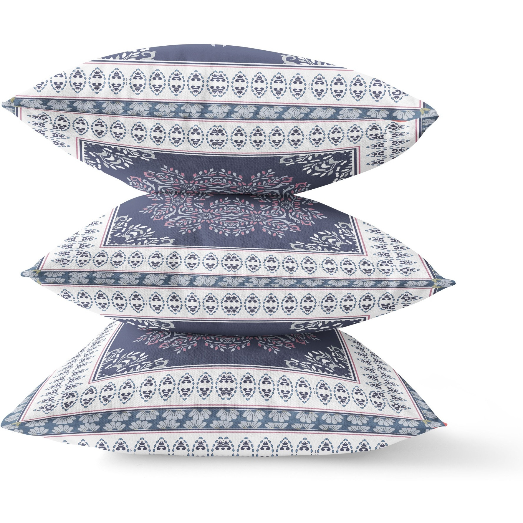 Window Wreath Palace Broadcloth Indoor Outdoor Blown and Closed Pillow by Amrita Sen in Dark Purple White