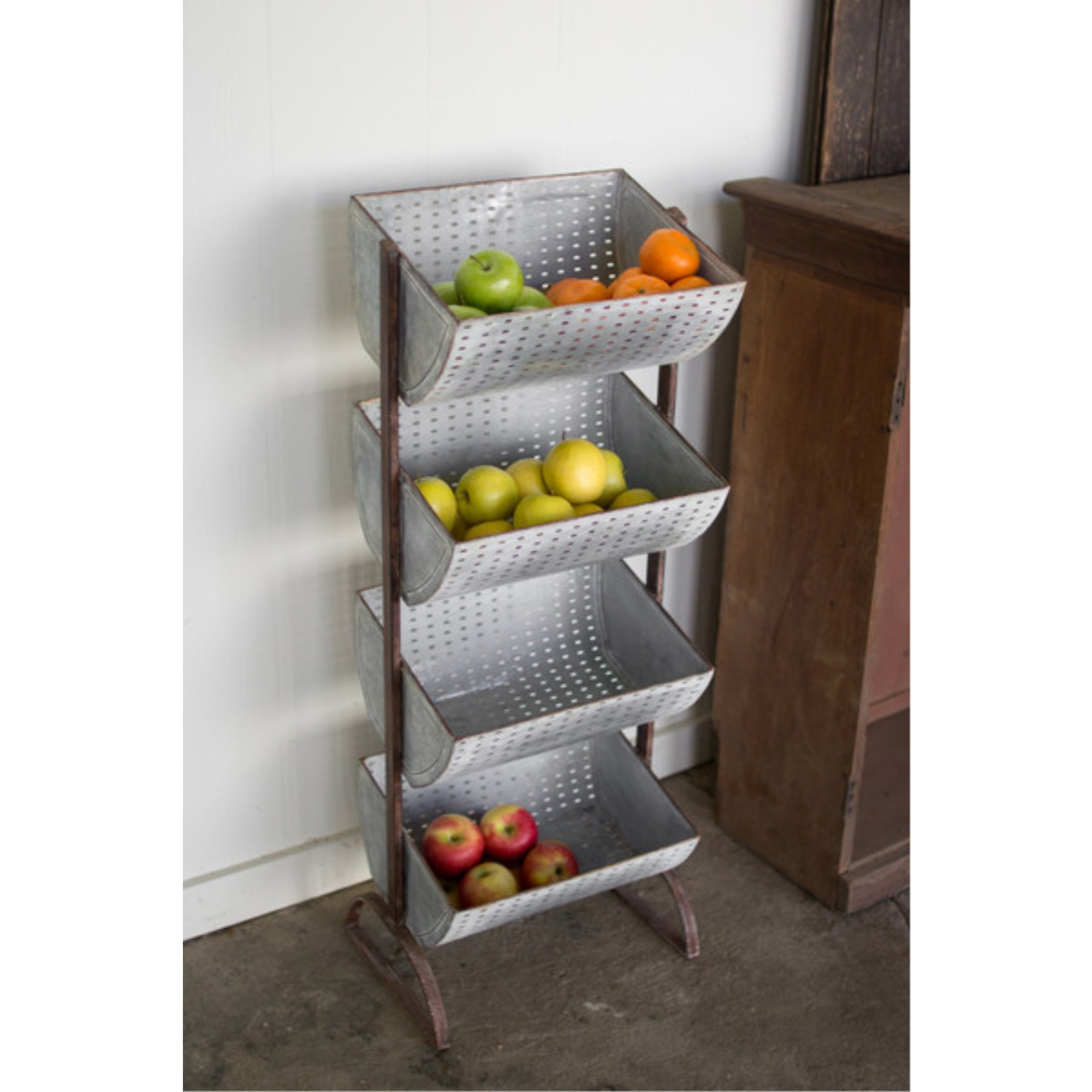 FOUR TIERED PERFORATED METAL DISPLAY TOWER