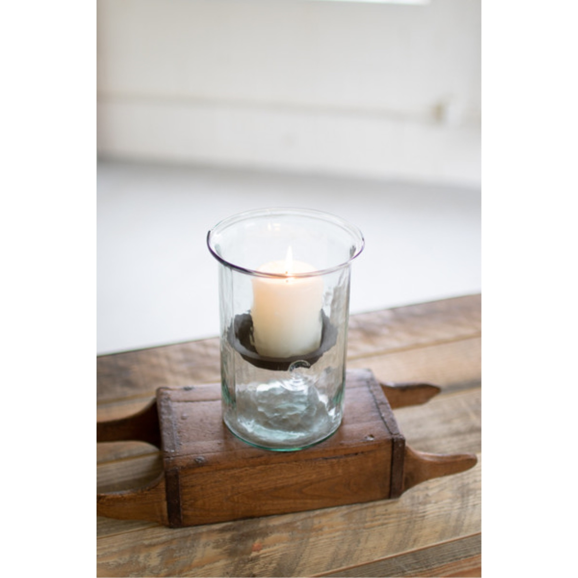 MINI GLASS CANDLE CYLINDERS W RUSTIC INSERT - SMALL