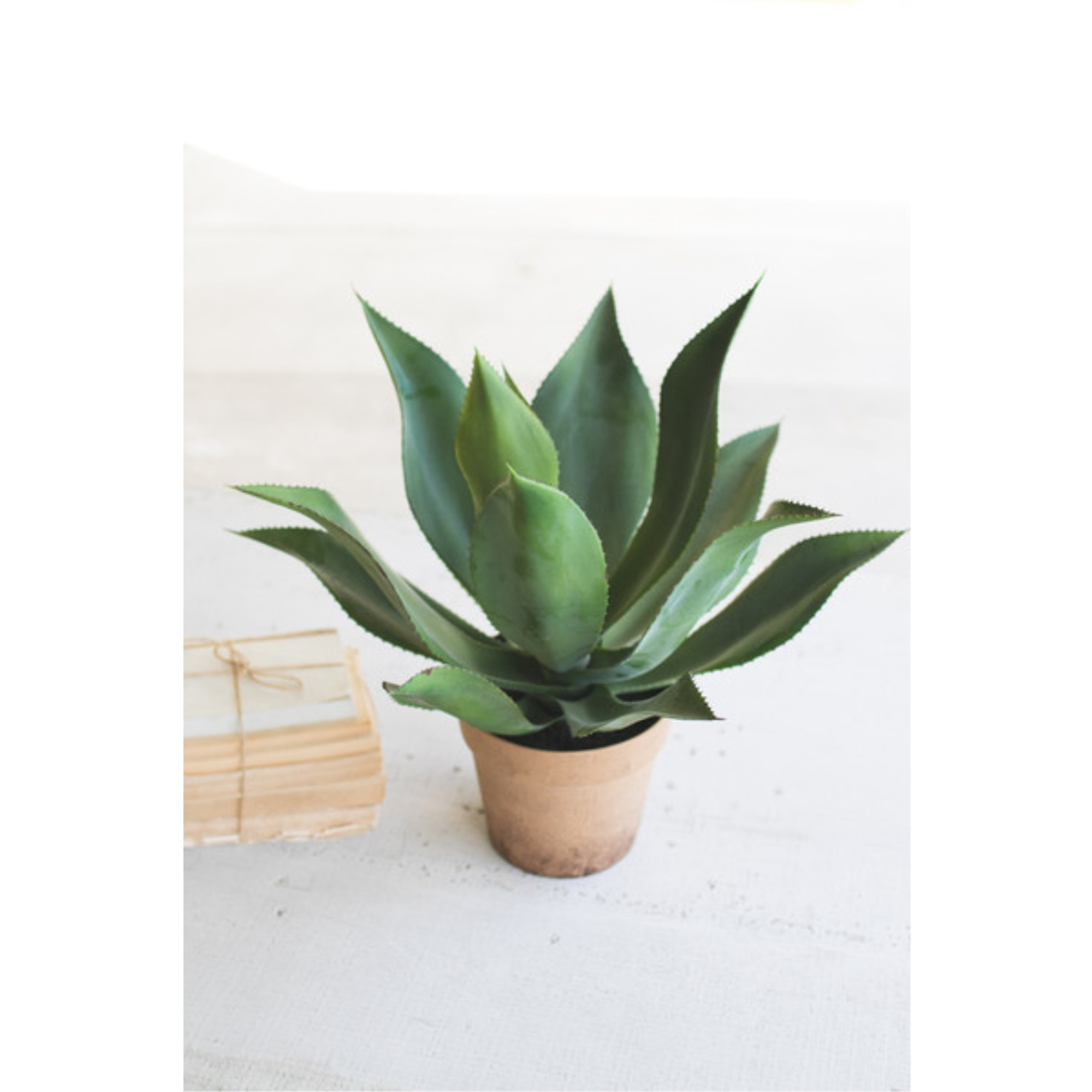 ARTIFICIAL AGAVE IN A PAINTED PLASTIC POT