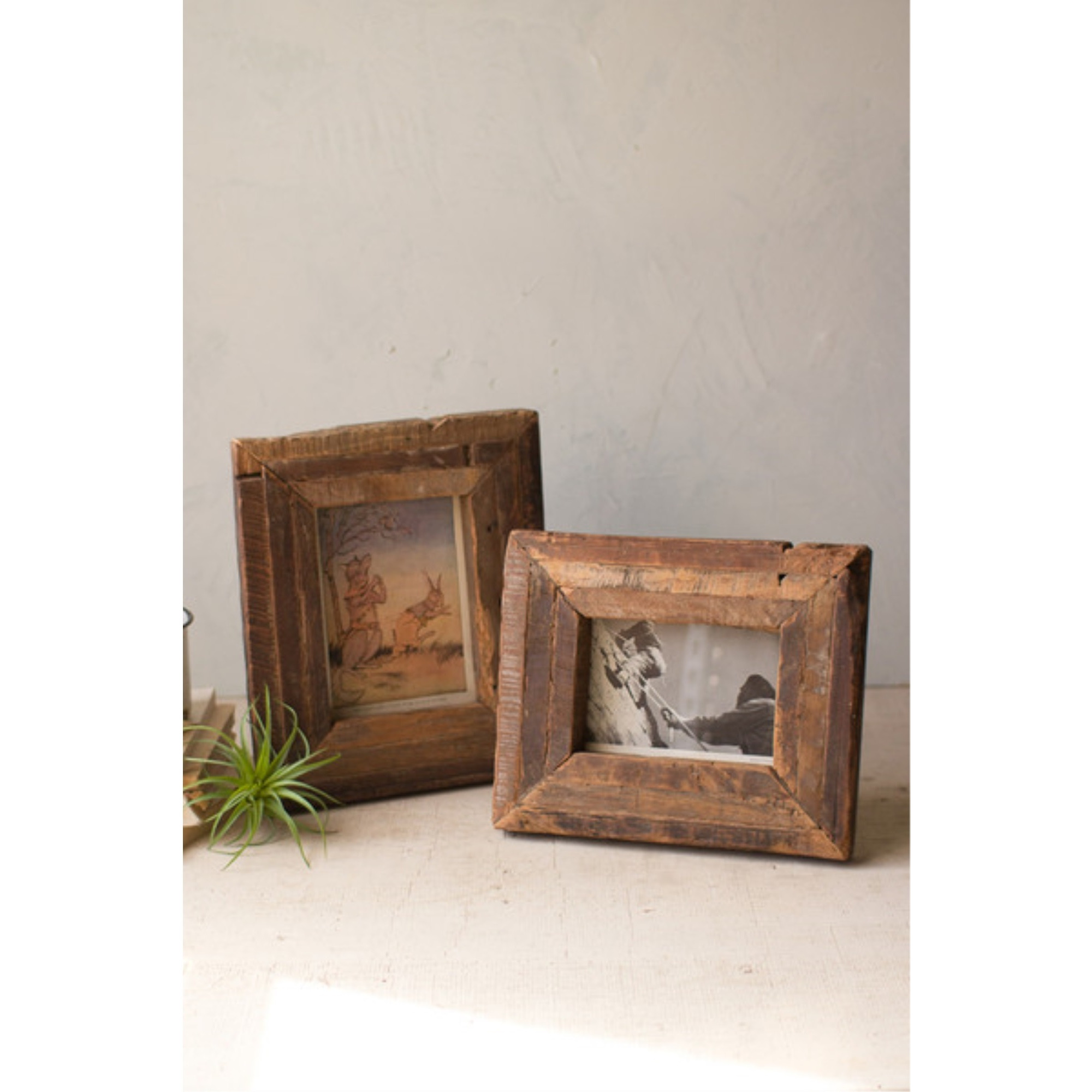 SET OF TWO RECYCLED WOODEN PHOTO FRAMES