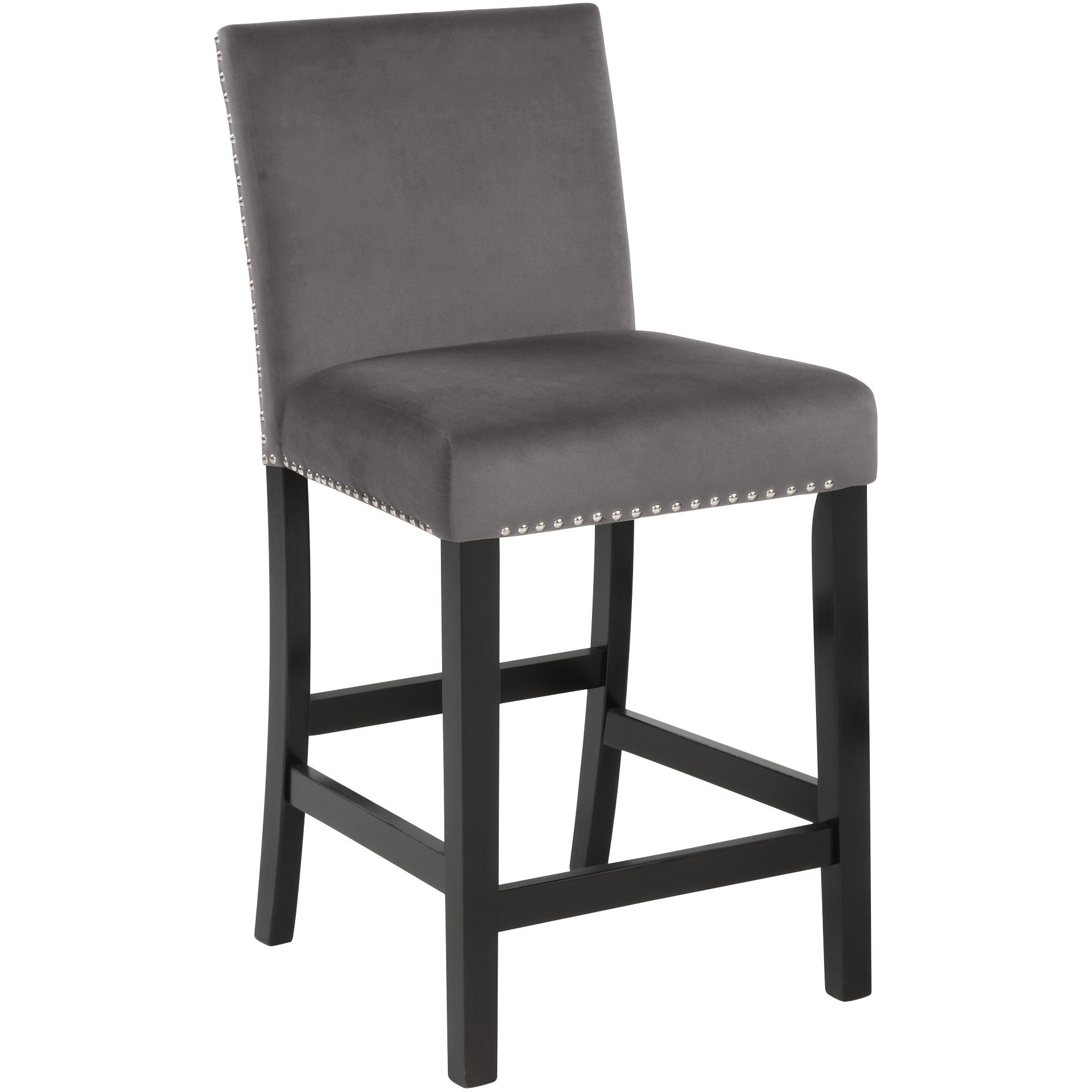 Kate 42 Inch 5 Piece Counter Table Set with Velvet Seating, Gray