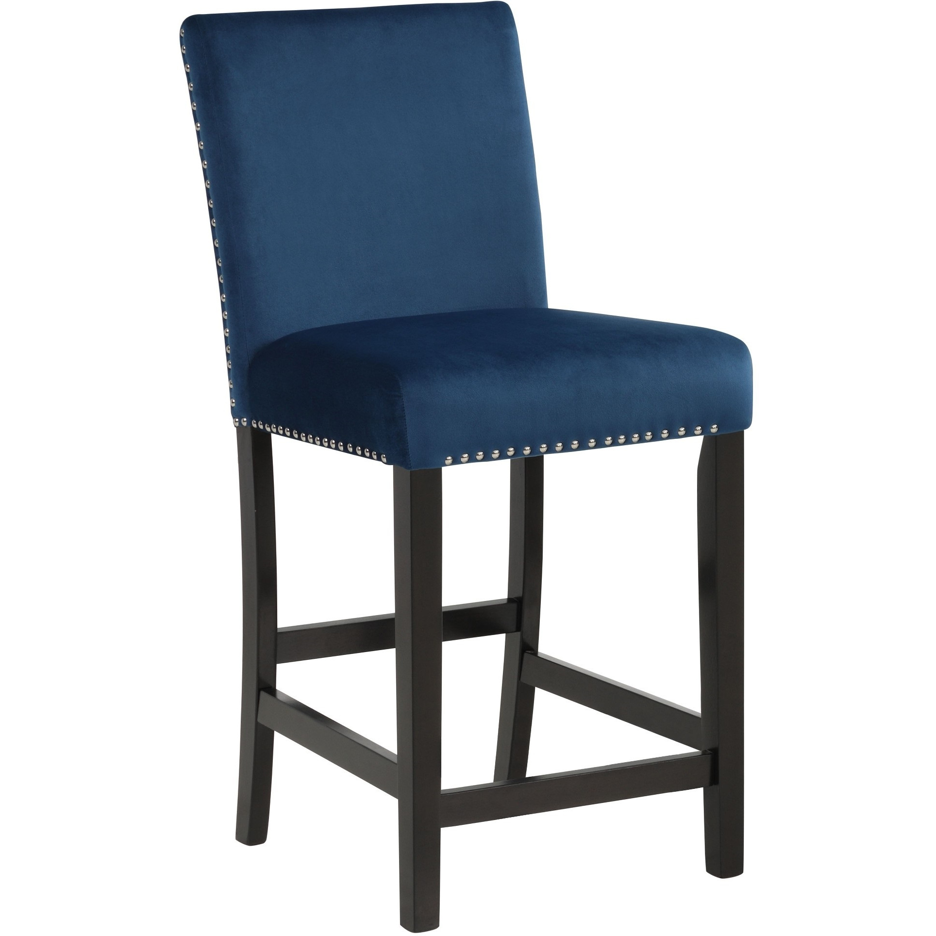 Kate 42 Inch 5 Piece Counter Table Set with Velvet Seating, Blue