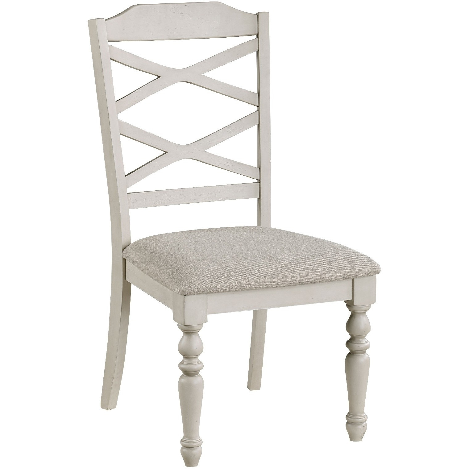 Katherine 38 Inch Side Chair with Fabric Seat, Set of 2, White