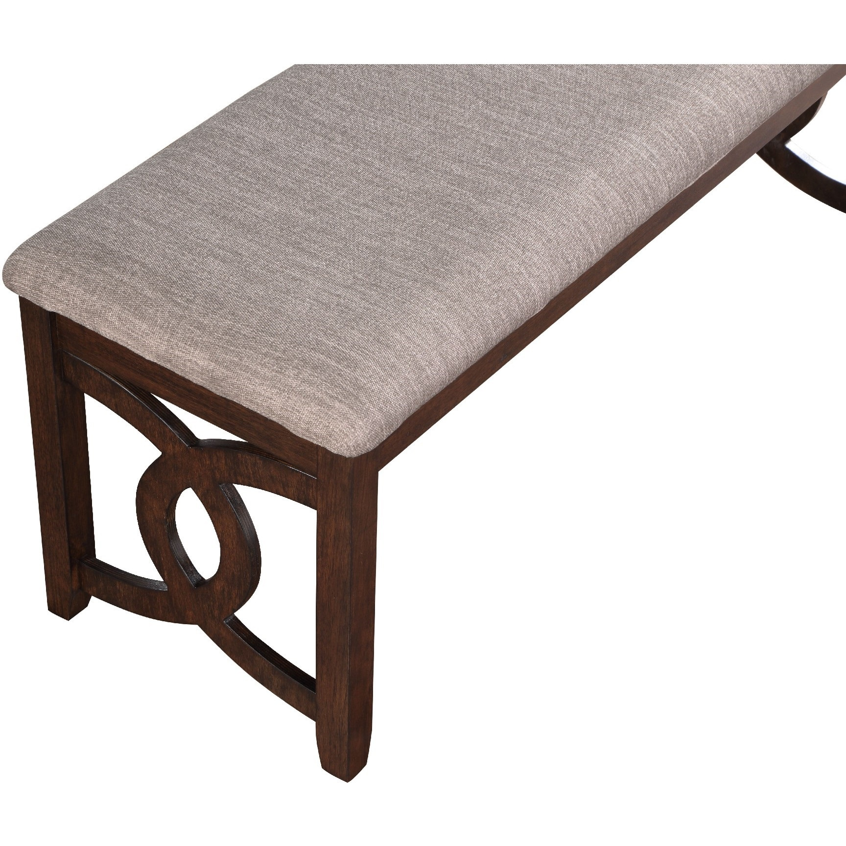 Gary 46 Inch Wood Bench with Fabric Seat, Cherry Brown