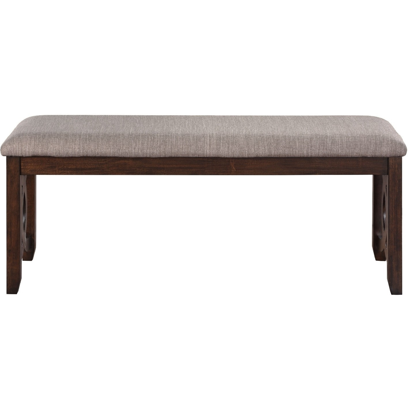 Gary 46 Inch Wood Bench with Fabric Seat, Cherry Brown