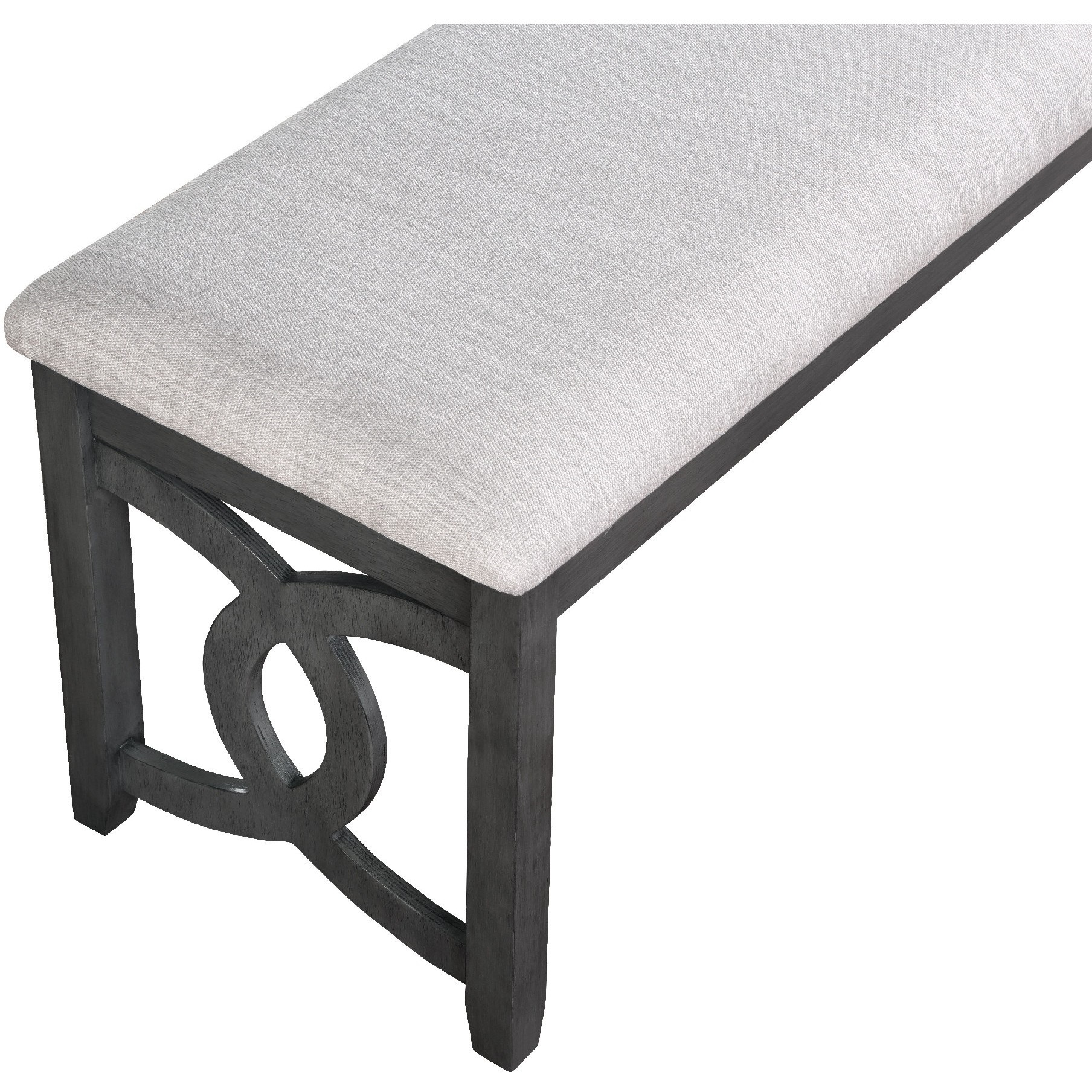 Gary 46 Inch Wood Bench, Fabric Seat, Ebony Brown