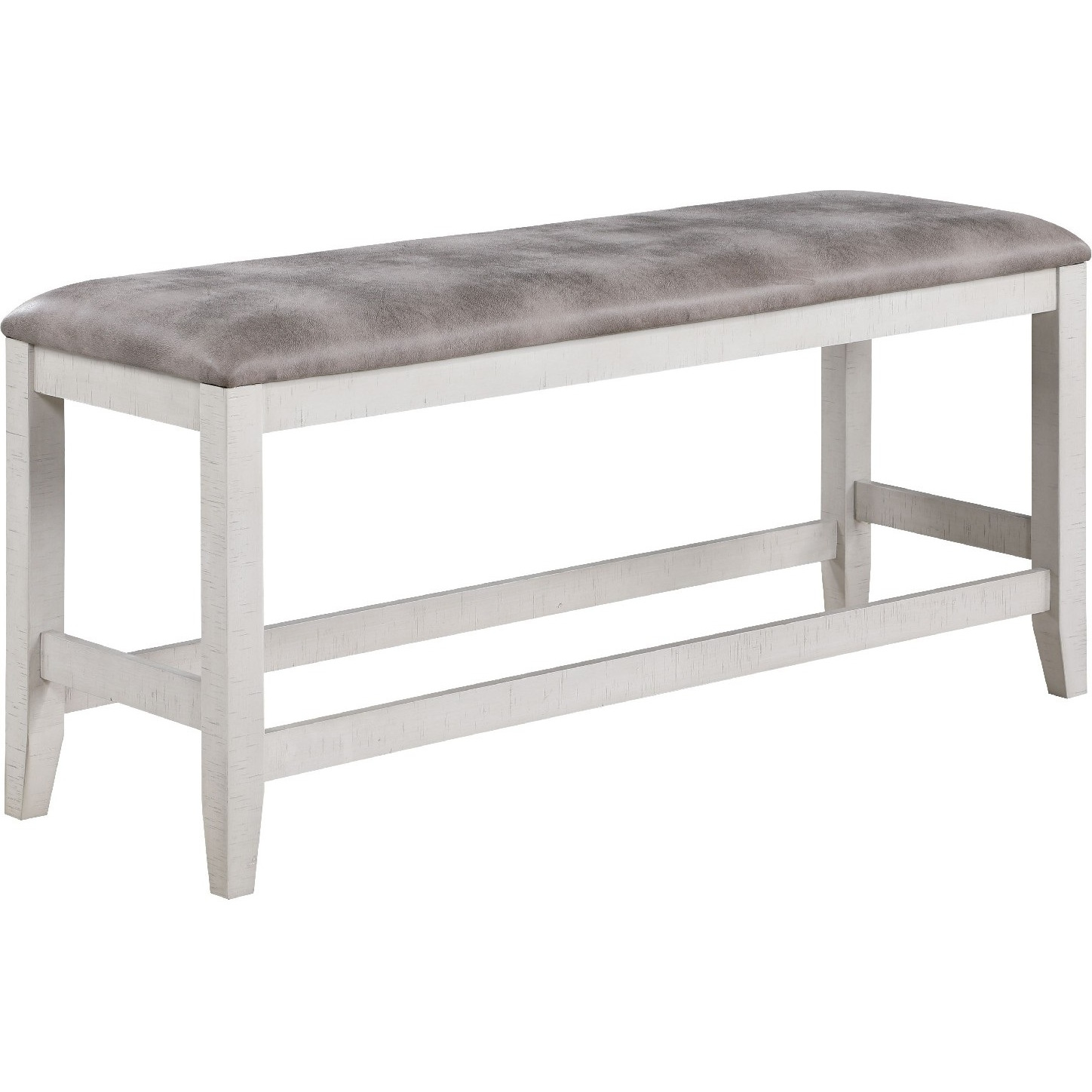 Jay 54 Inch Fabric Upholstered Counter Height Bench, White