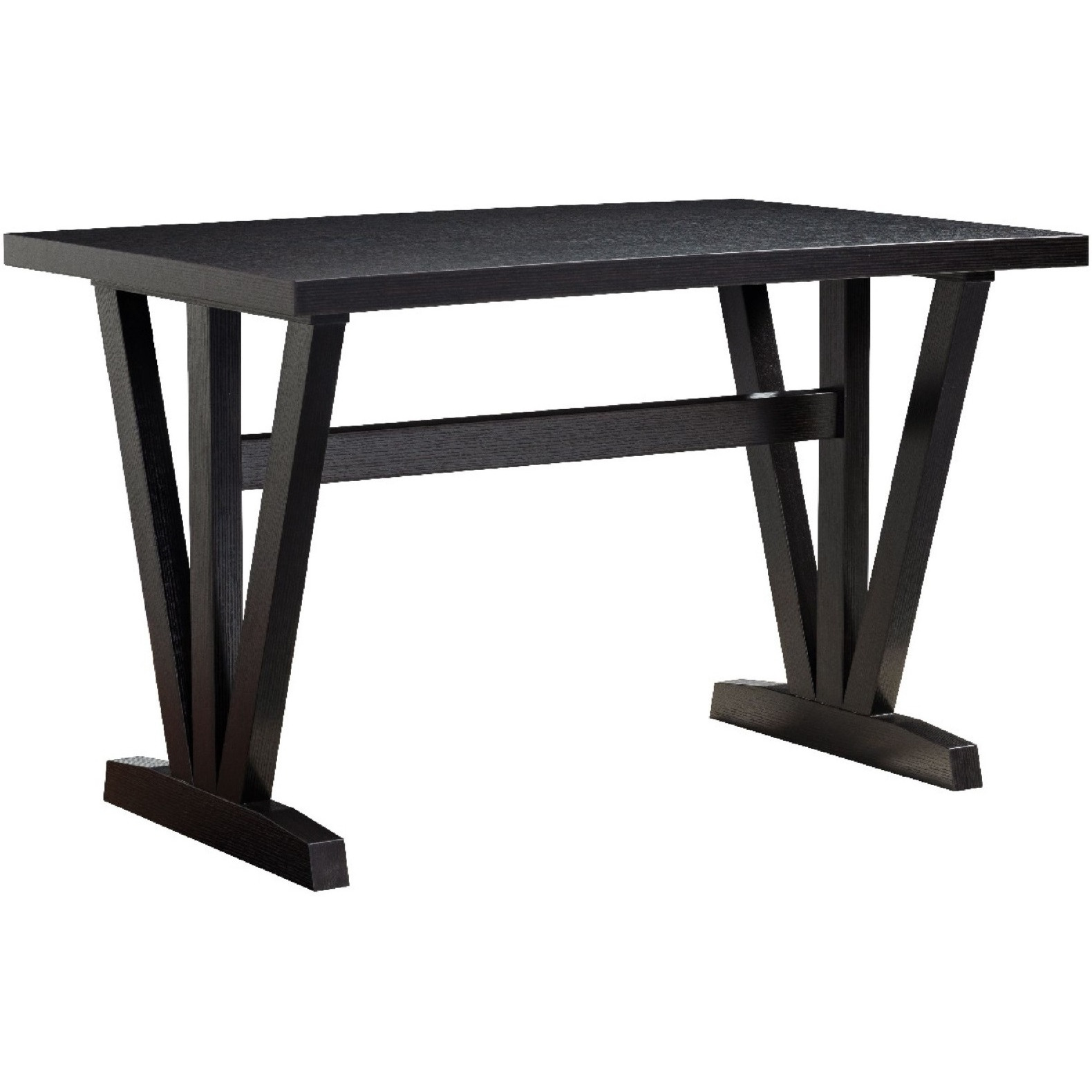 47 Inch Ethan Collection Wood Dining Table, V Shaped Legs, Trestle, Dark Brown