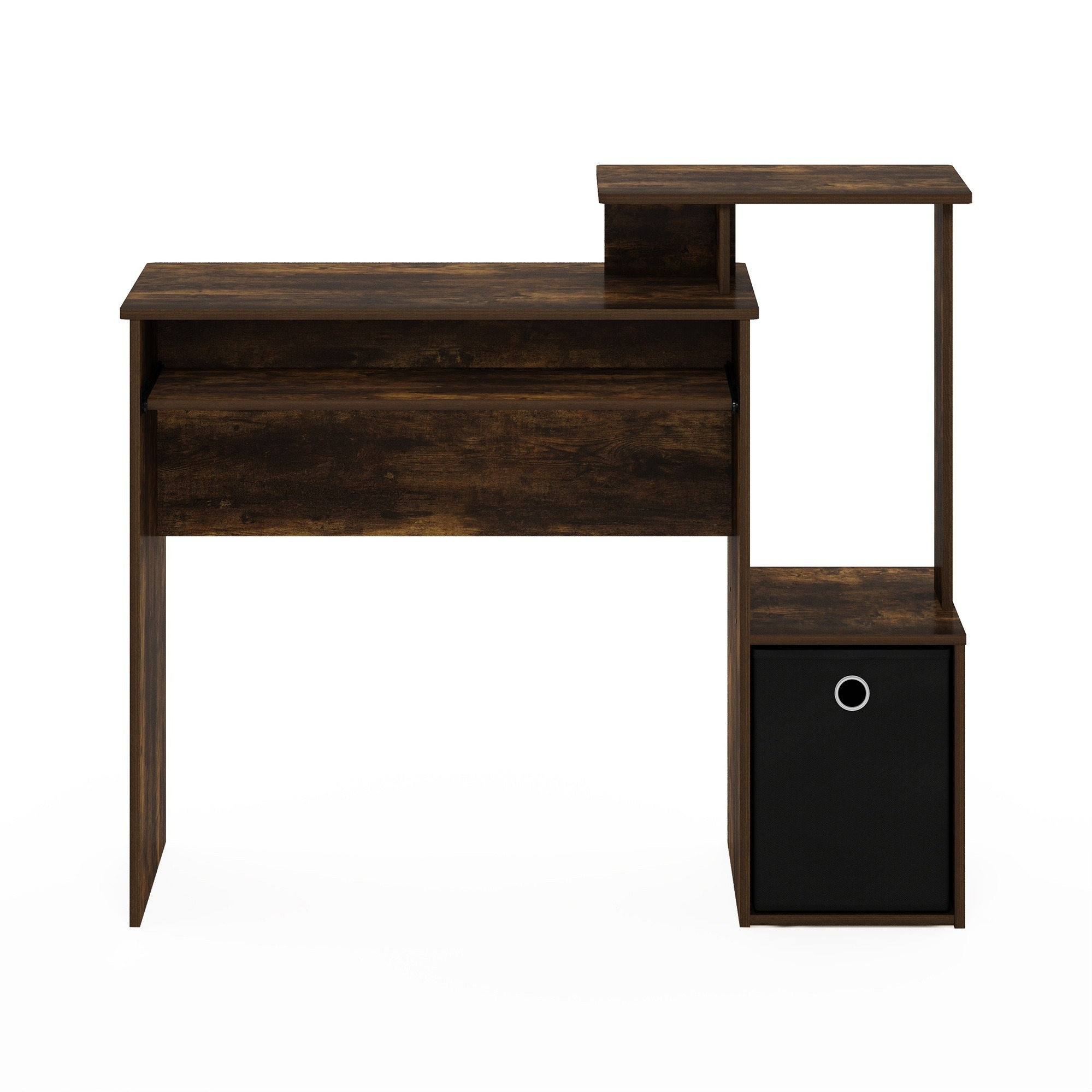 Furinno Econ Multipurpose Home Office Computer Writing Desk w/Bin, Amber Pine/Black