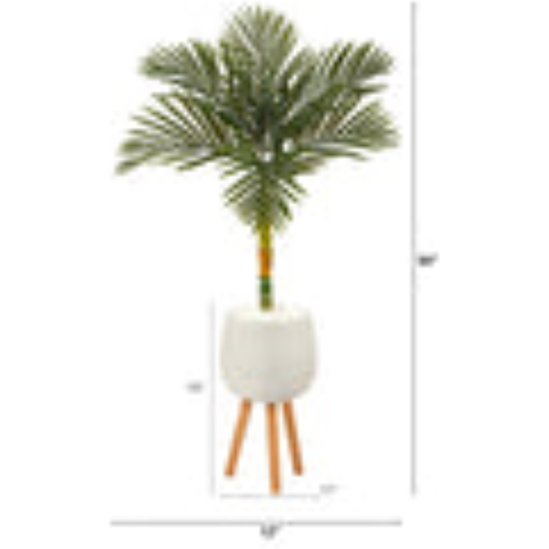4.5 Golden Cane Artificial Palm Tree in White Planter with Stand