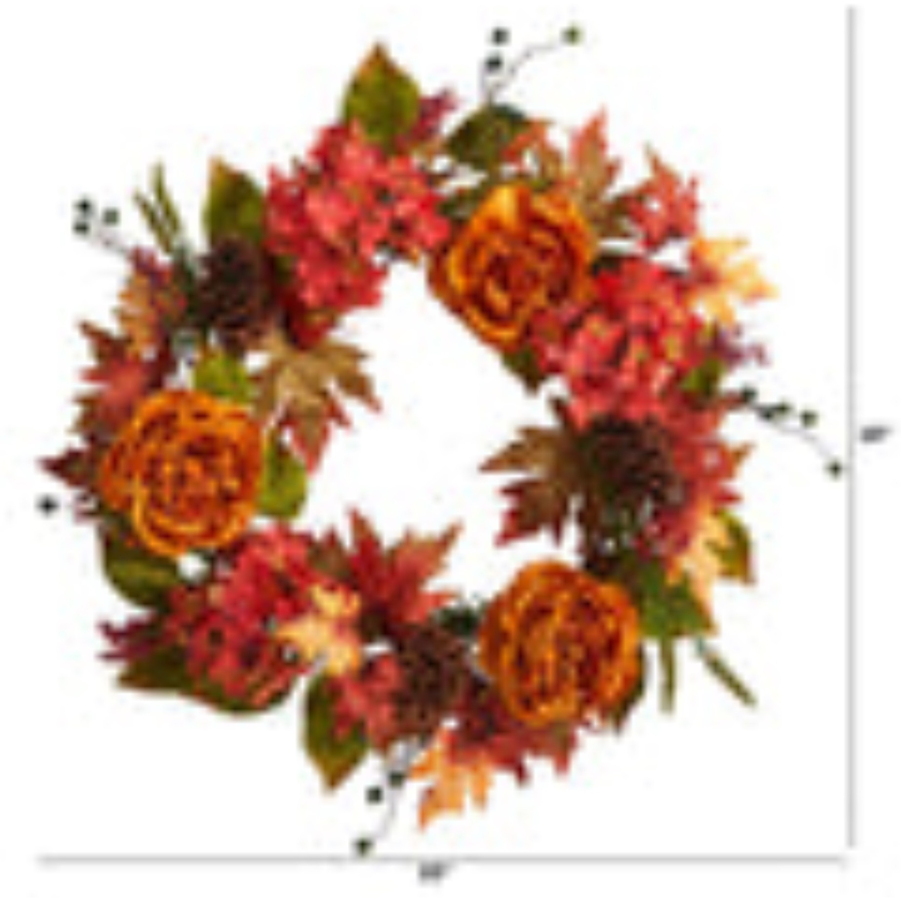 25 Fall Ranunculus, Hydrangea and Berries Autumn Artificial Wreath