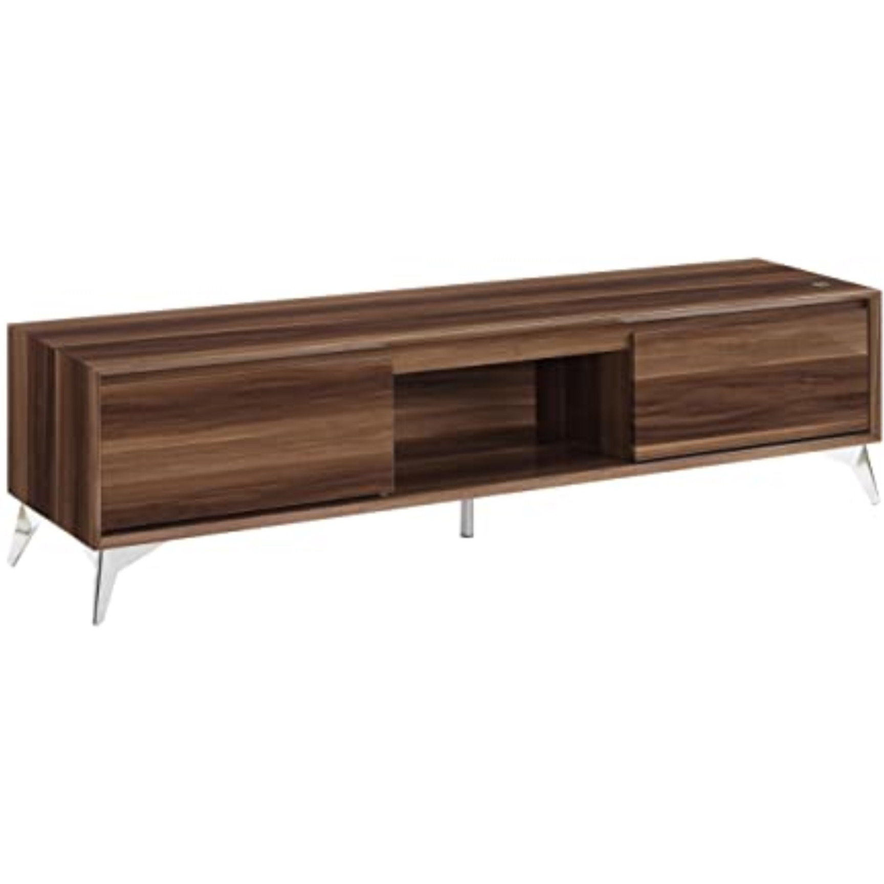 91997 - TV stand , LED, Walnut & Chrome Finish - Raceloma